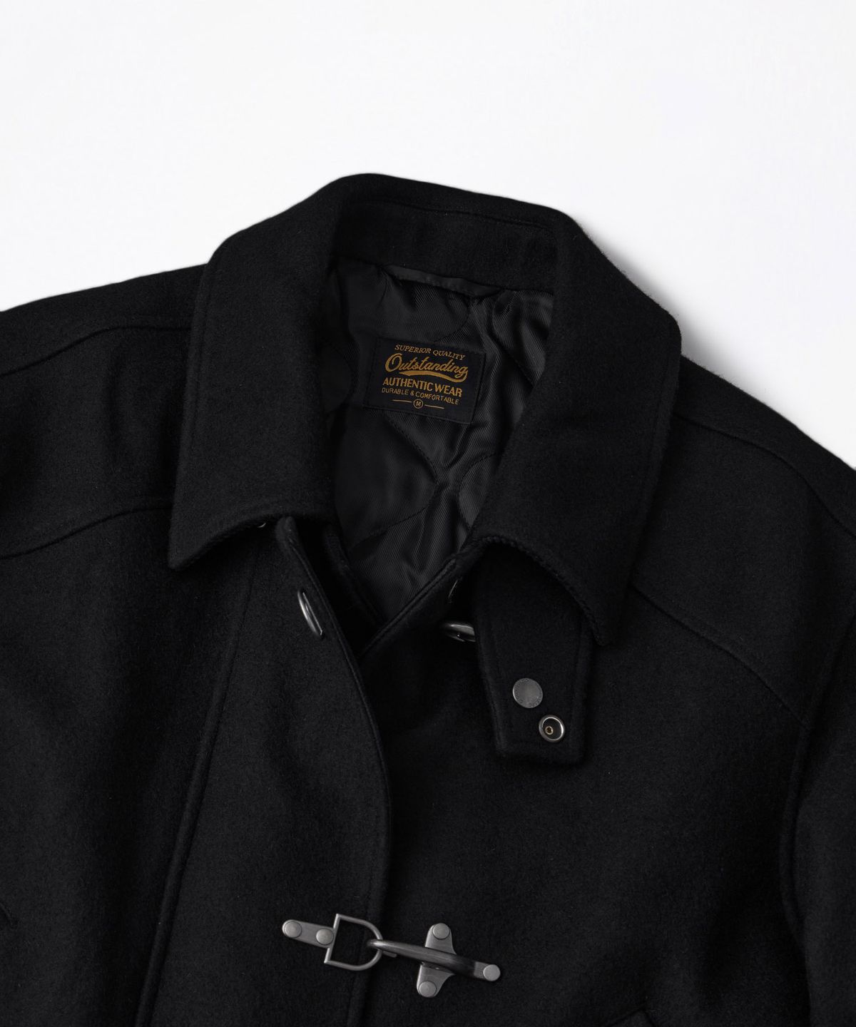 아웃스탠딩(OUTSTANDING) MELTON WOOL FIREMAN COAT_BLACK
