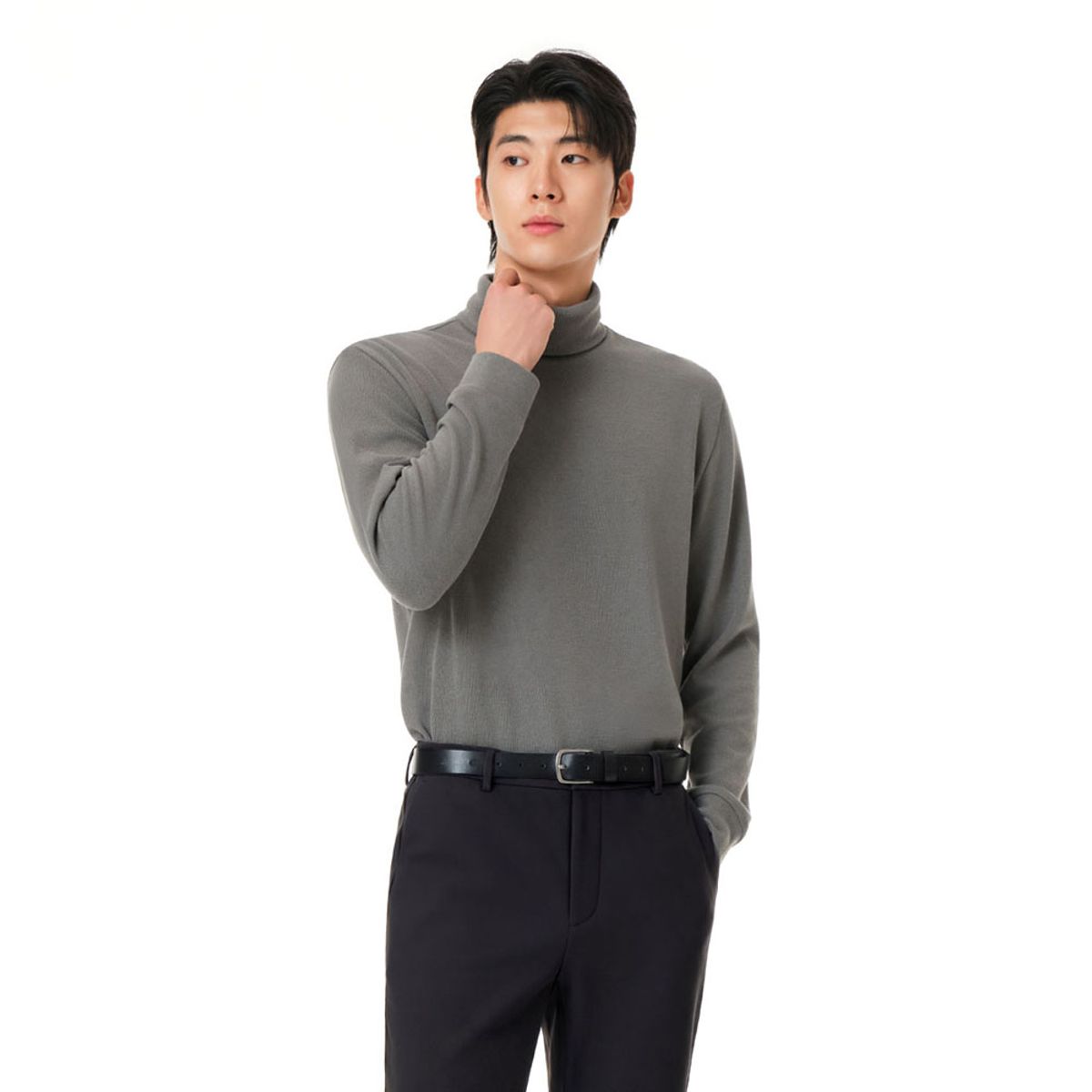 안다르(ANDAR) [워셔블] 프라임니트 맨즈 하이넥 롱슬리브