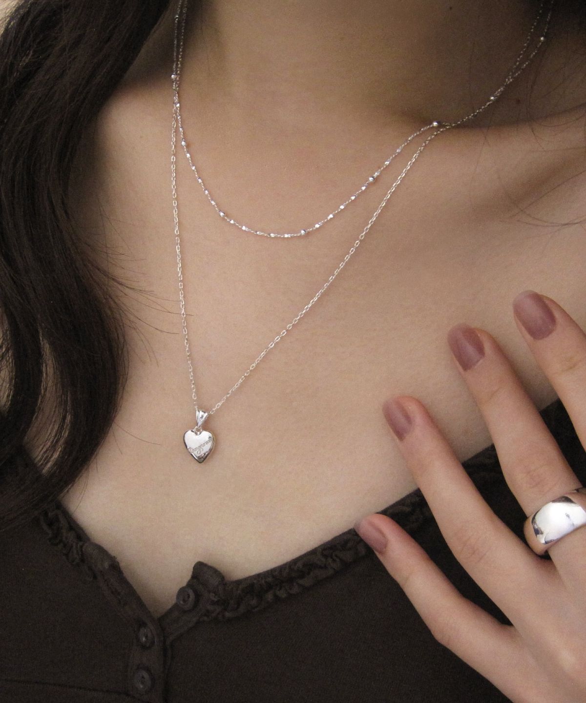 둥그런(DUNGEUREON) [925 Silver] Casey Necklace (Silver)