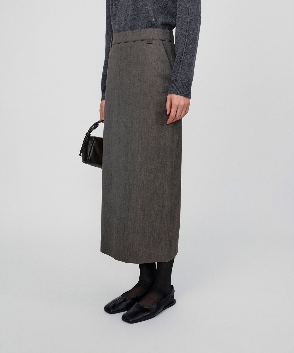 호이테(HEUTE) VALE WOOL STRAIGHT SKIRT (BROWN)
