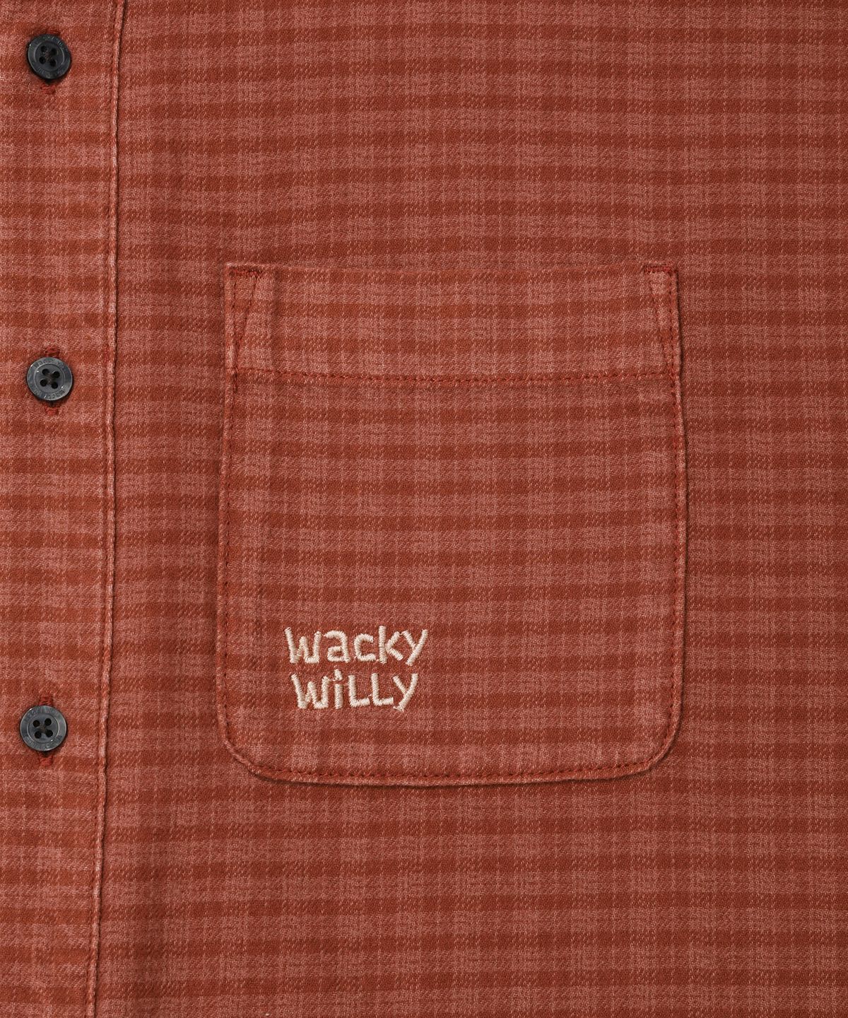 와키윌리(WACKY WILLY) 깅엄 다잉 체크 셔츠 레드