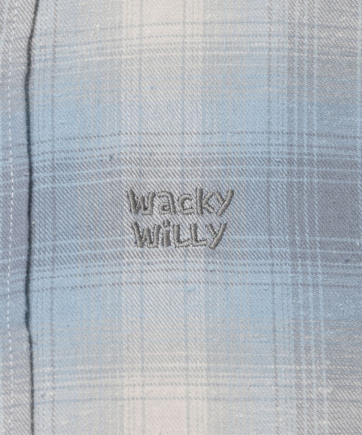 와키윌리(WACKY WILLY) 러닝 스티치 레터링 체크 셔츠 블루