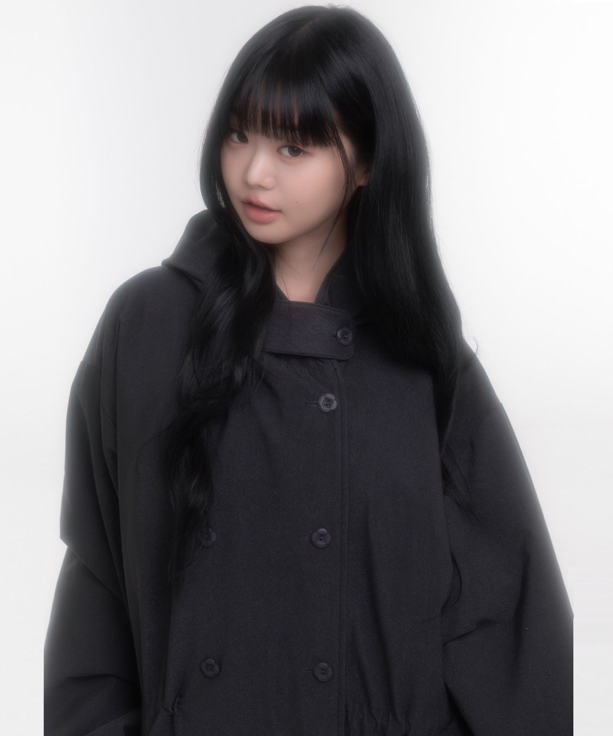 나이엔(NAAIEEN) 하이넥 비죠 더블 롱 파카 차콜