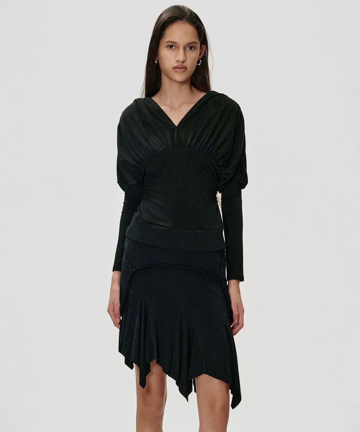 킴지수(KIMZISU) Draped Volume Hooded T-shirt_BLACK