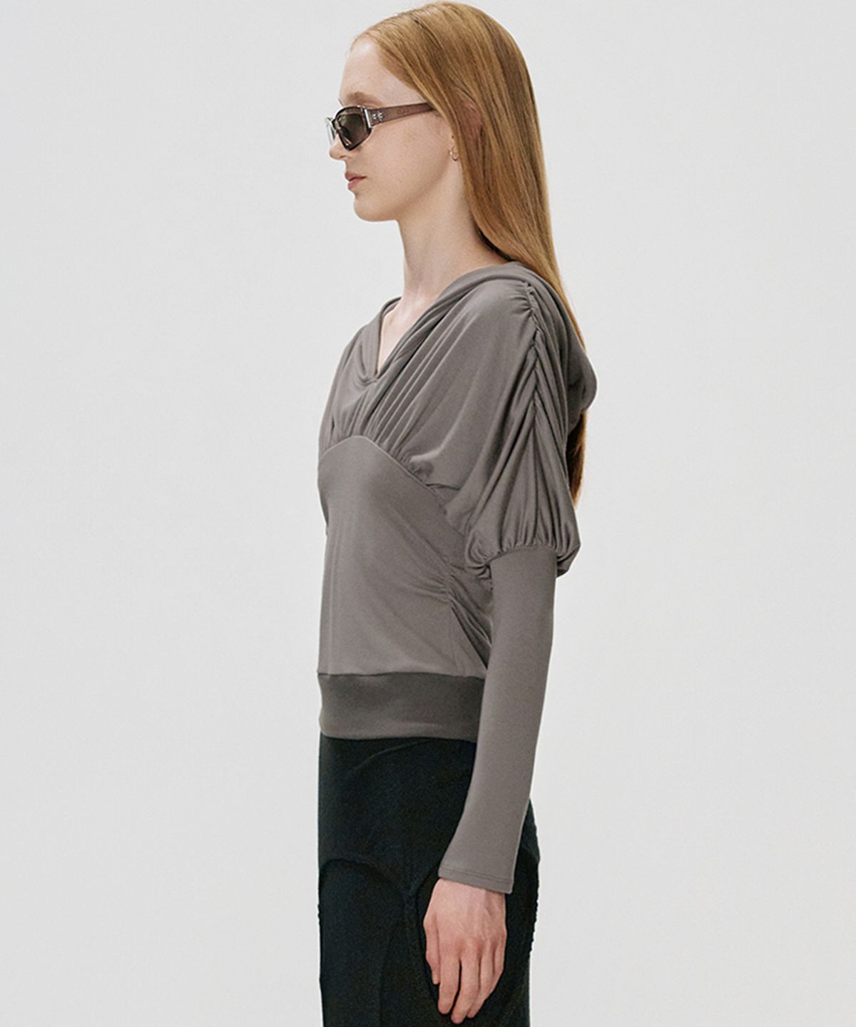 킴지수(KIMZISU) Draped Volume Hooded T-shirt_GREY
