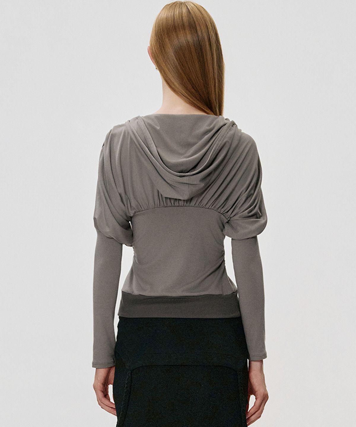 킴지수(KIMZISU) Draped Volume Hooded T-shirt_GREY