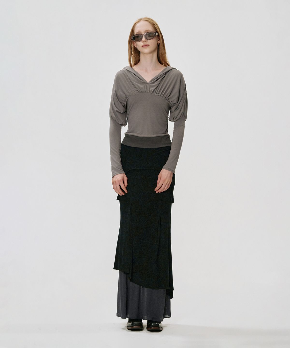 킴지수(KIMZISU) Draped Volume Hooded T-shirt_GREY