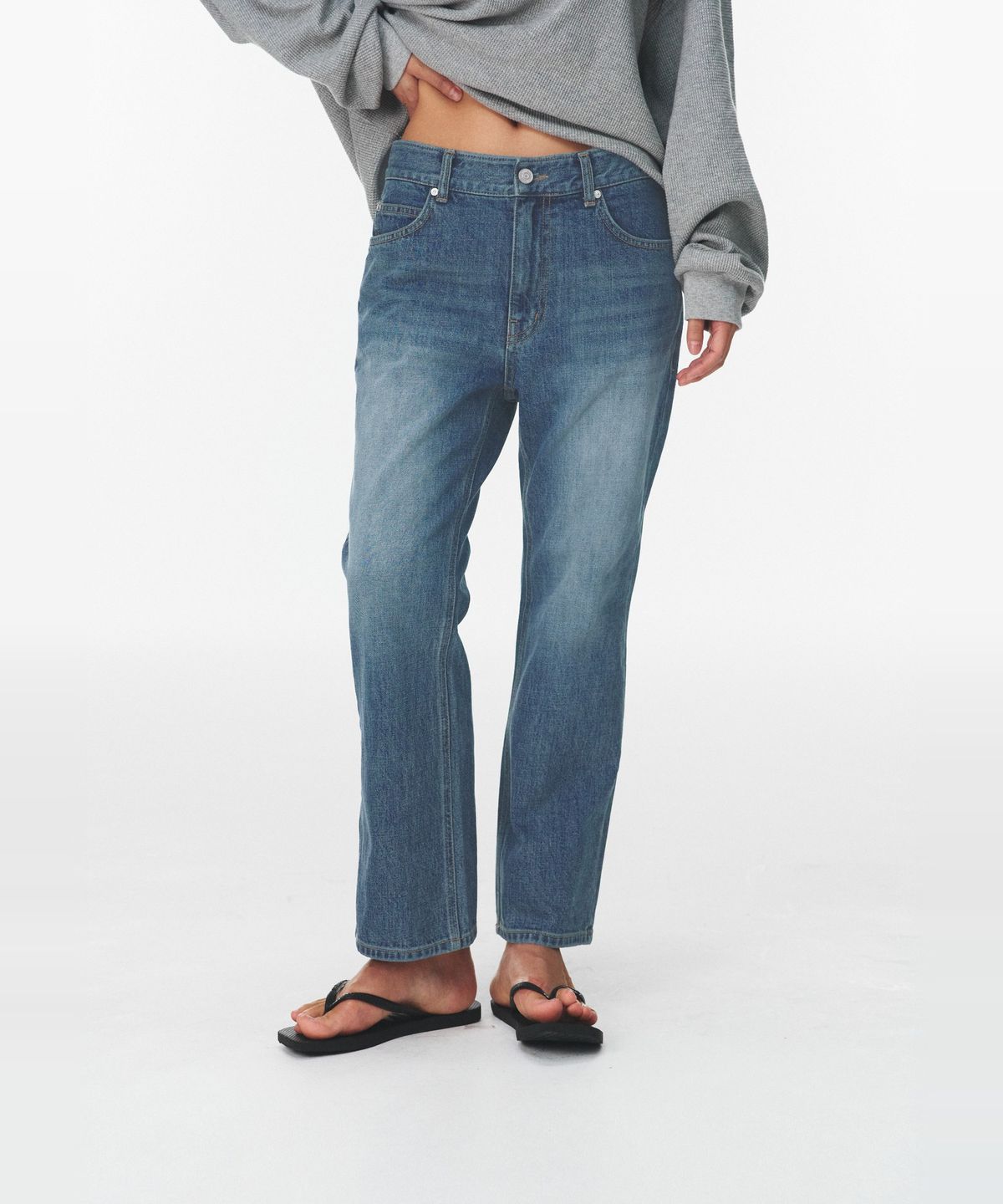 블루브릭(BLUEBRICK) [기장선택] Road flare denim (middle blue)
