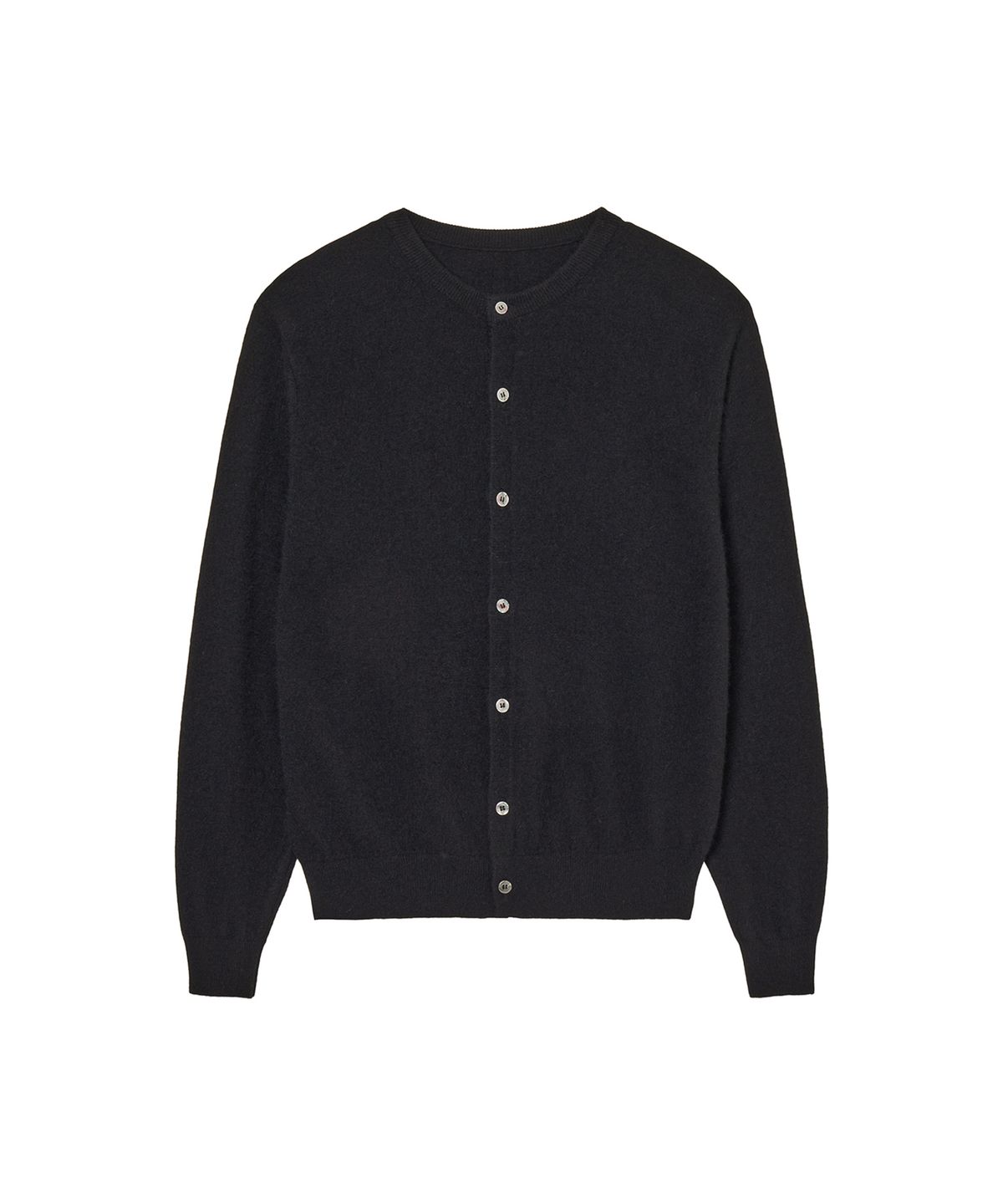 세비지(SAVAGE) Raccoon Round Neck Knit Cardigan - Black