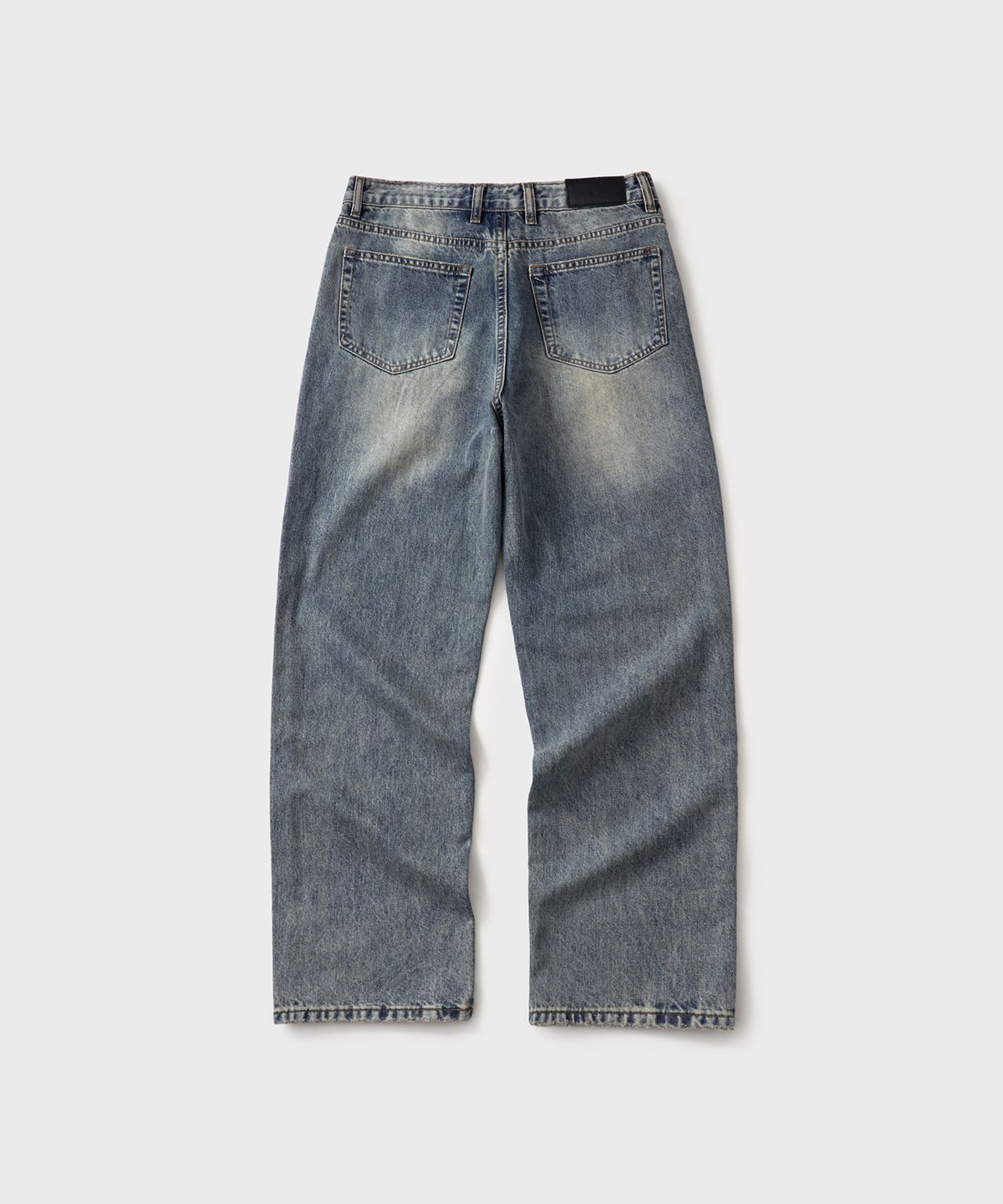핸즈 엔드(HANDS END) Washed Straight Denim Pants Faded Indigo