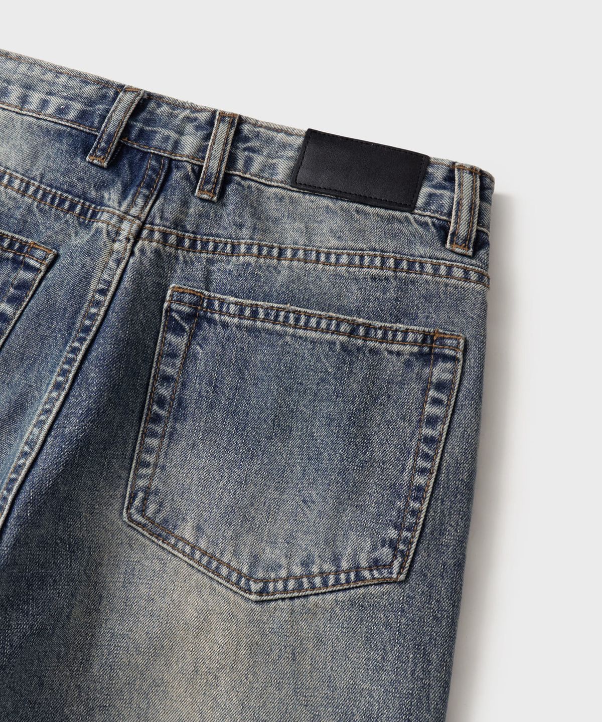 핸즈 엔드(HANDS END) Washed Straight Denim Pants Faded Indigo