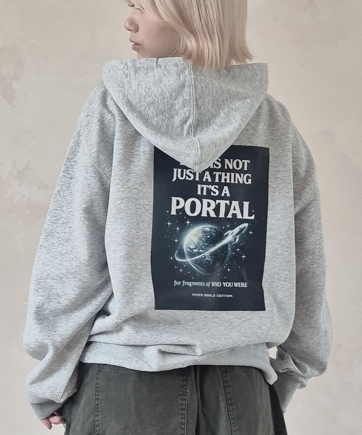 핍스(PEEPS) Cosmic Portal Hoodie (GREY)