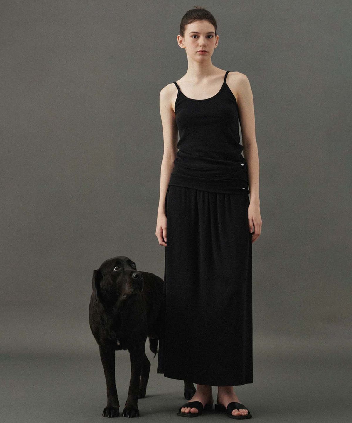 플라드주르(PLATDUJOUR) Angora soft sleeveless (Black)