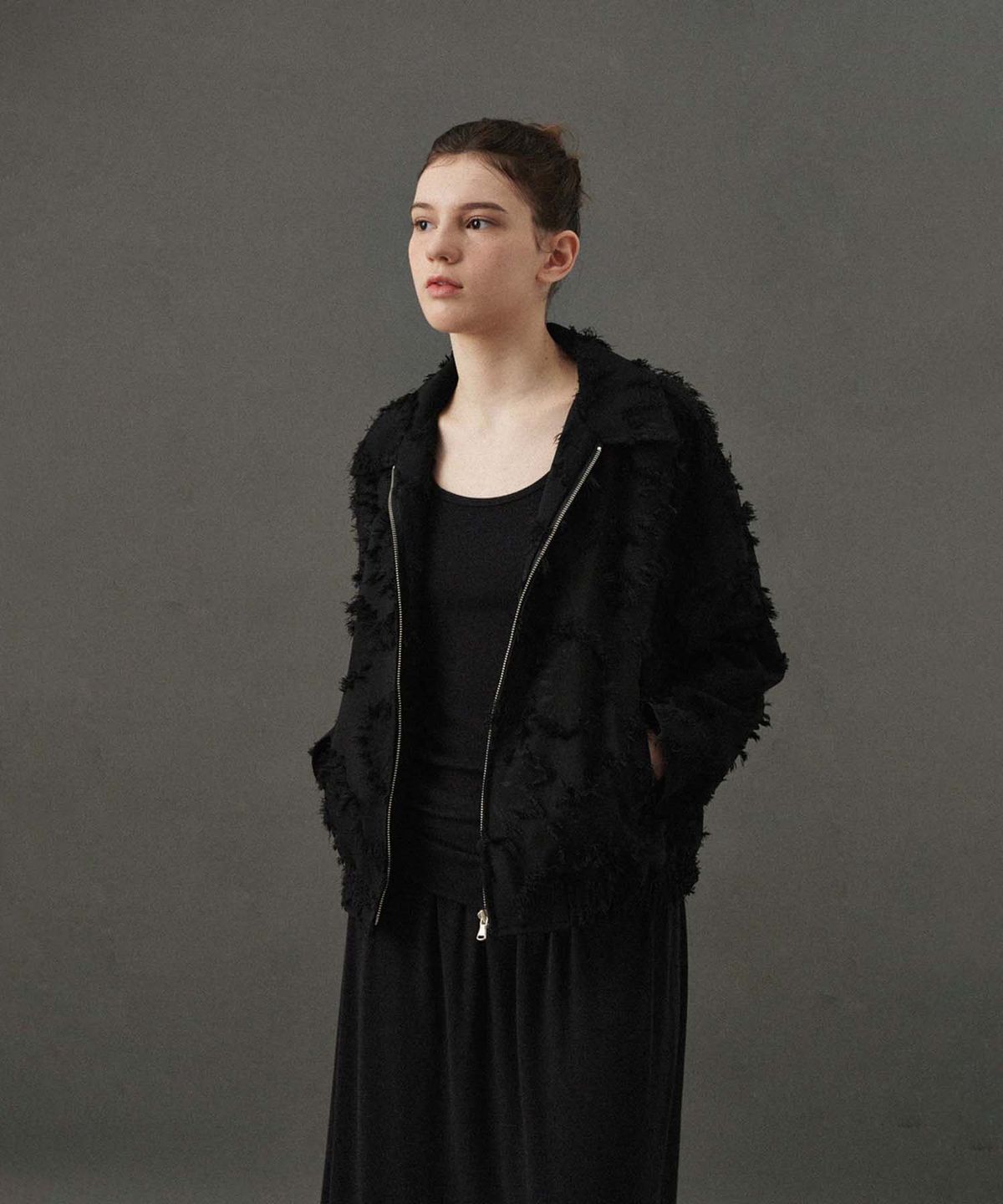 플라드주르(PLATDUJOUR) Angora soft sleeveless (Black)
