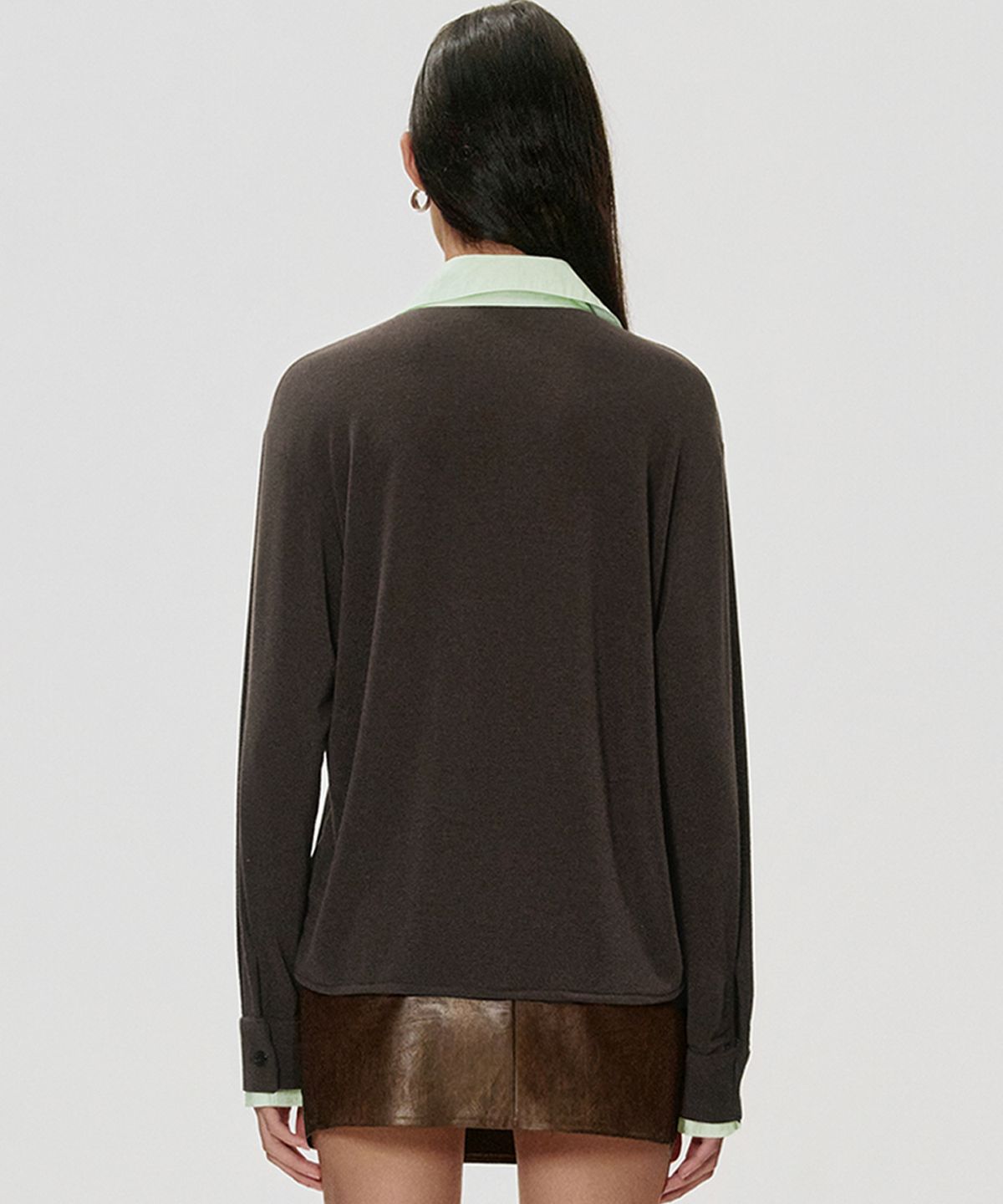 킴지수(KIMZISU) Double Placket Jersey Shirt_COCOA