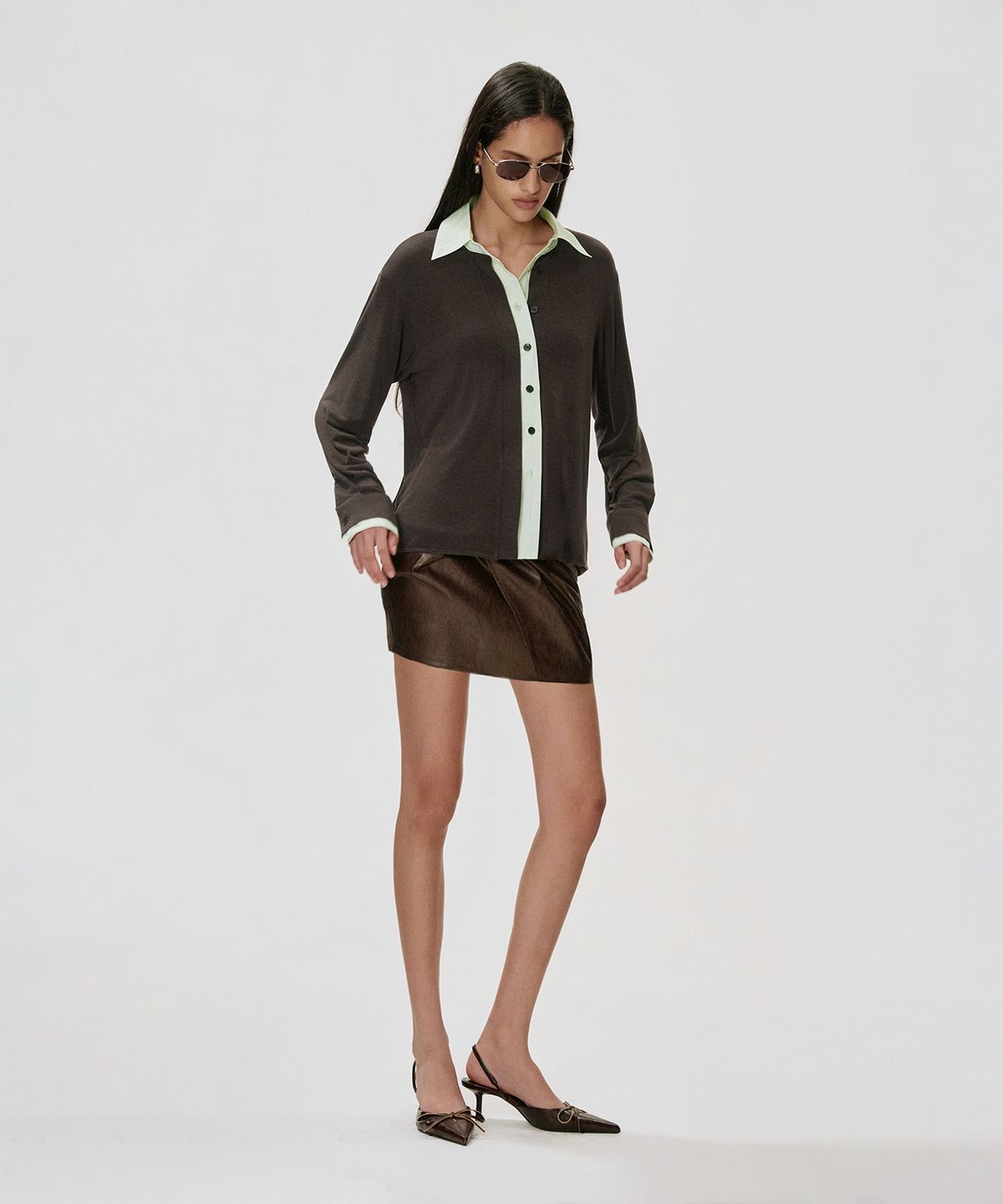 킴지수(KIMZISU) Double Placket Jersey Shirt_COCOA