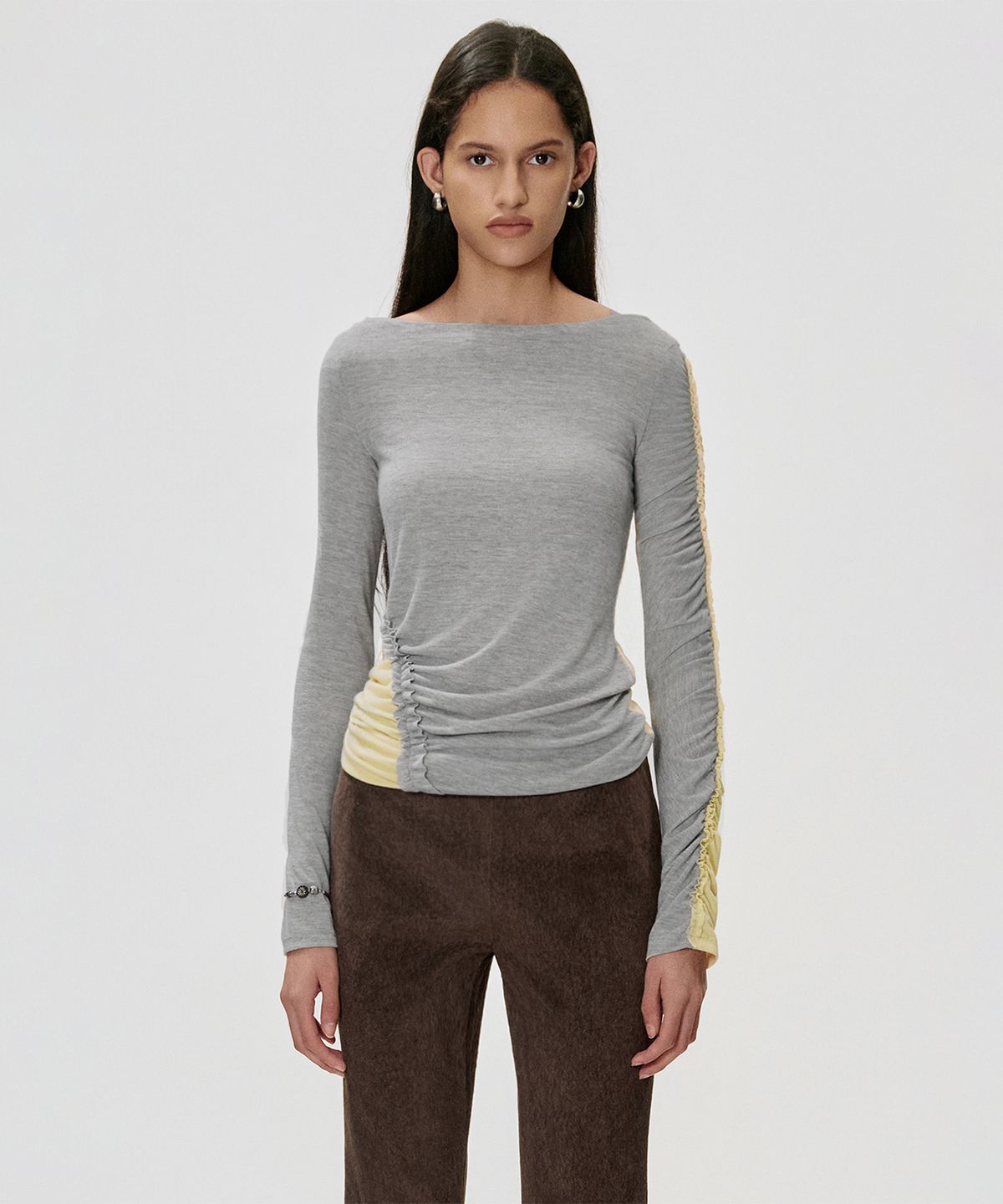 킴지수(KIMZISU) Suede-Texture Bootcut Pants_BROWN