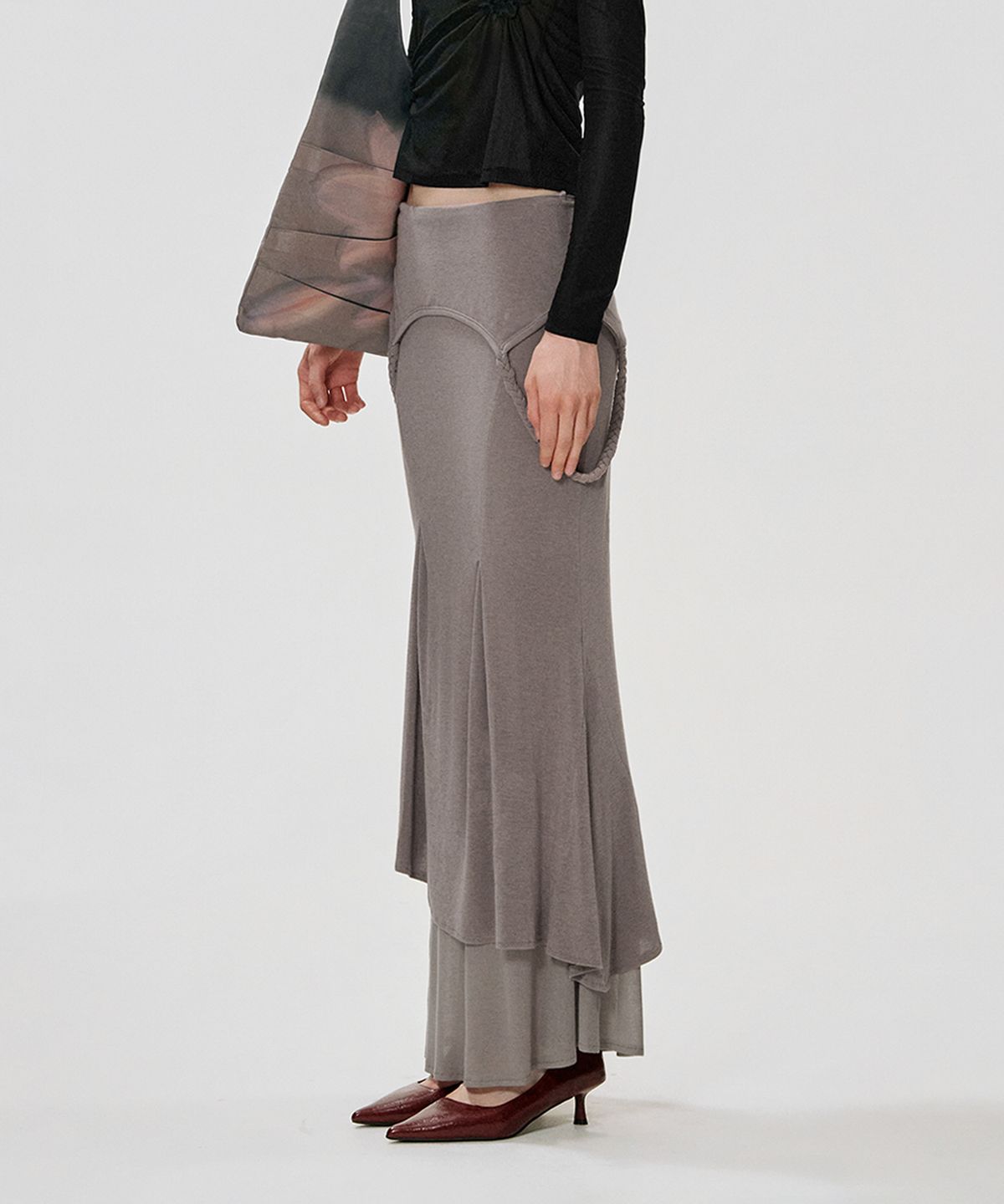 킴지수(KIMZISU) Foldover Layered Long Jersey Skirt_TARO