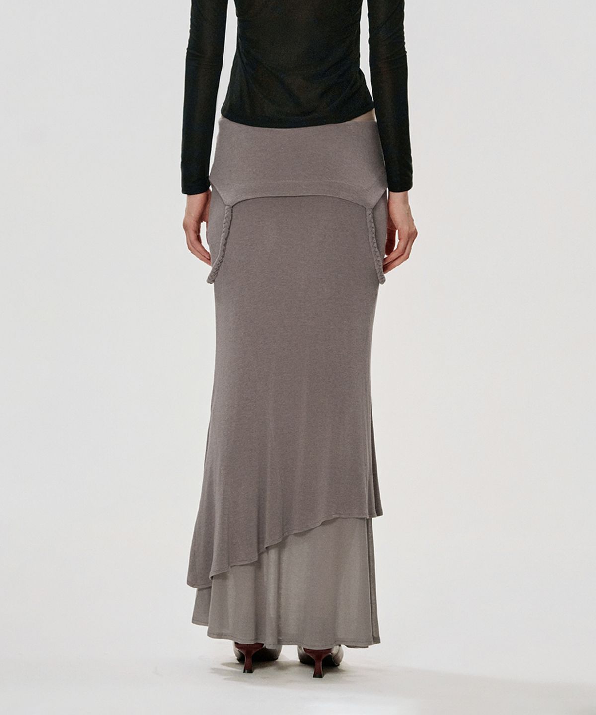 킴지수(KIMZISU) Foldover Layered Long Jersey Skirt_TARO