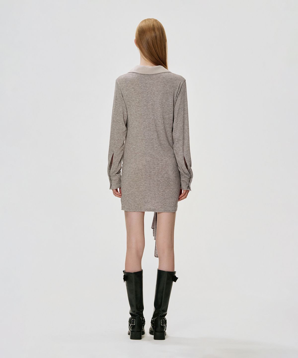 킴지수(KIMZISU) Deep V Wrap Jersey Dress_BEIGE