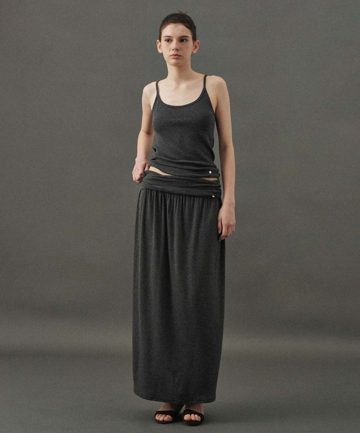 플라드주르(PLATDUJOUR) Angora soft skirt (Grey)
