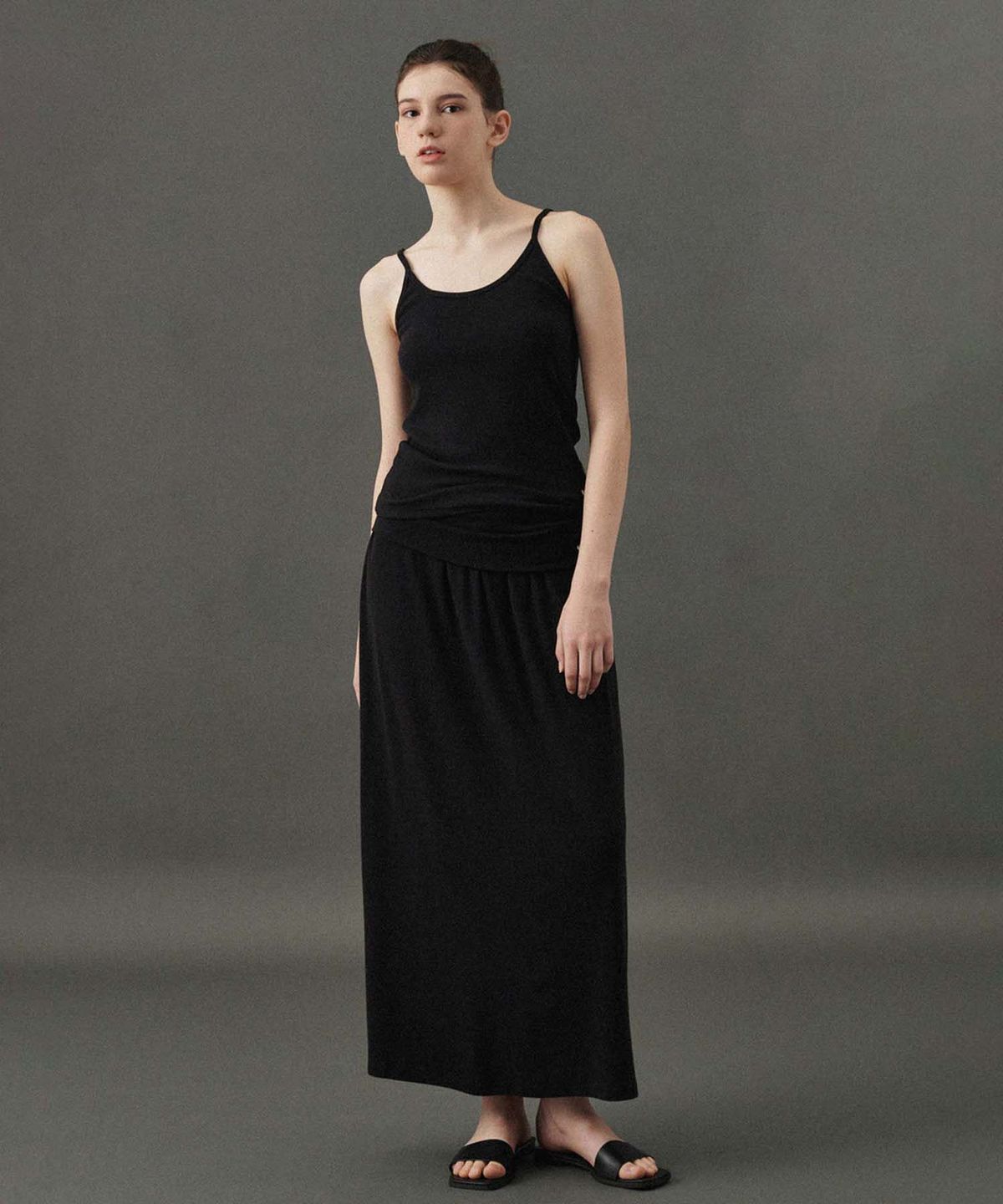 플라드주르(PLATDUJOUR) Angora soft skirt (Black)