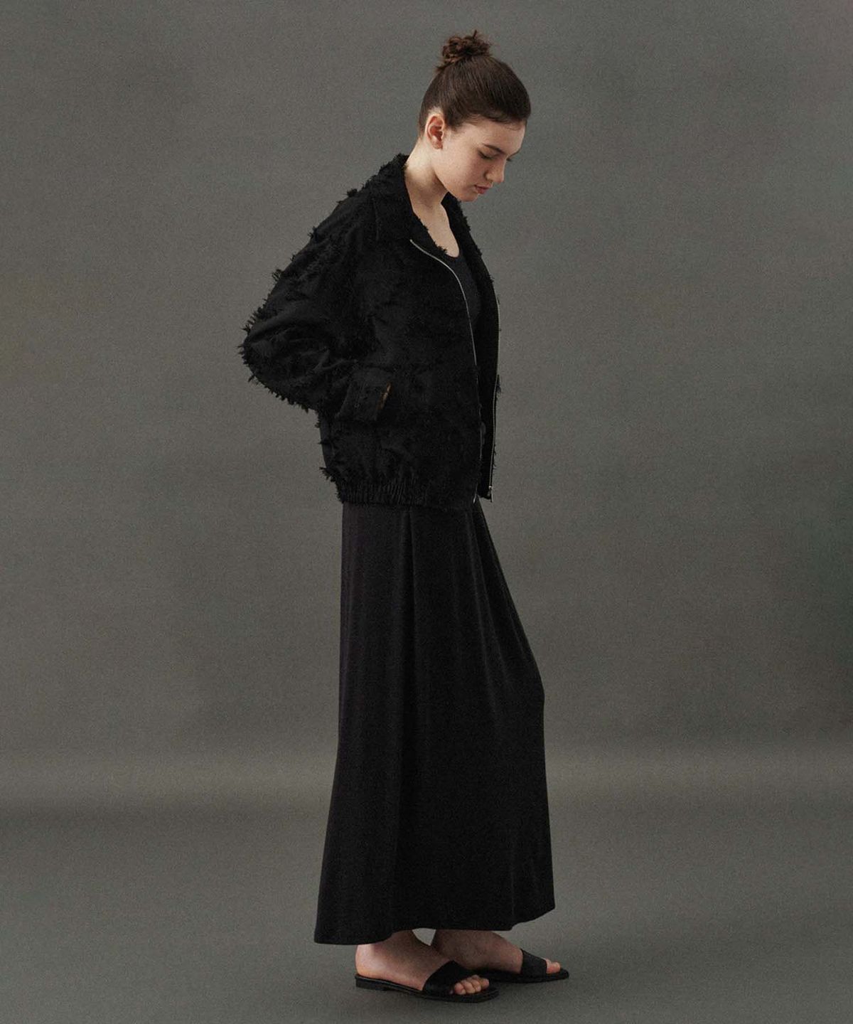 플라드주르(PLATDUJOUR) Angora soft skirt (Black)