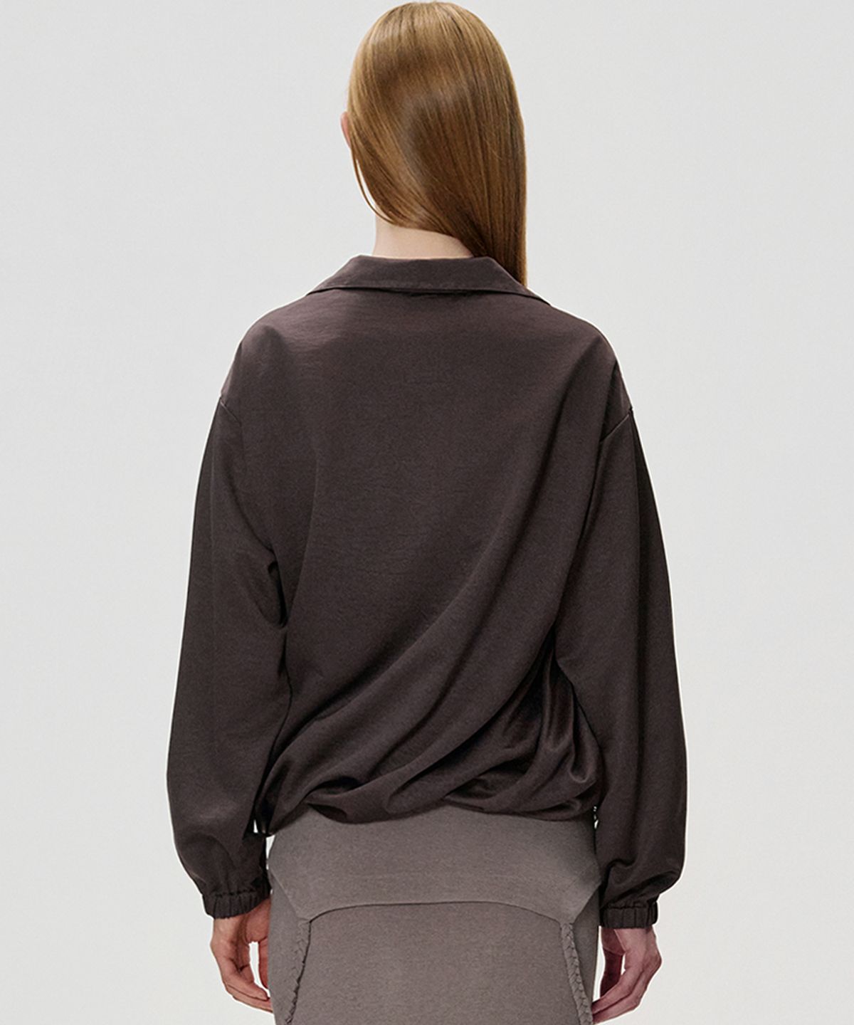 킴지수(KIMZISU) Twisted Drape Jumper_PLUM BROWN