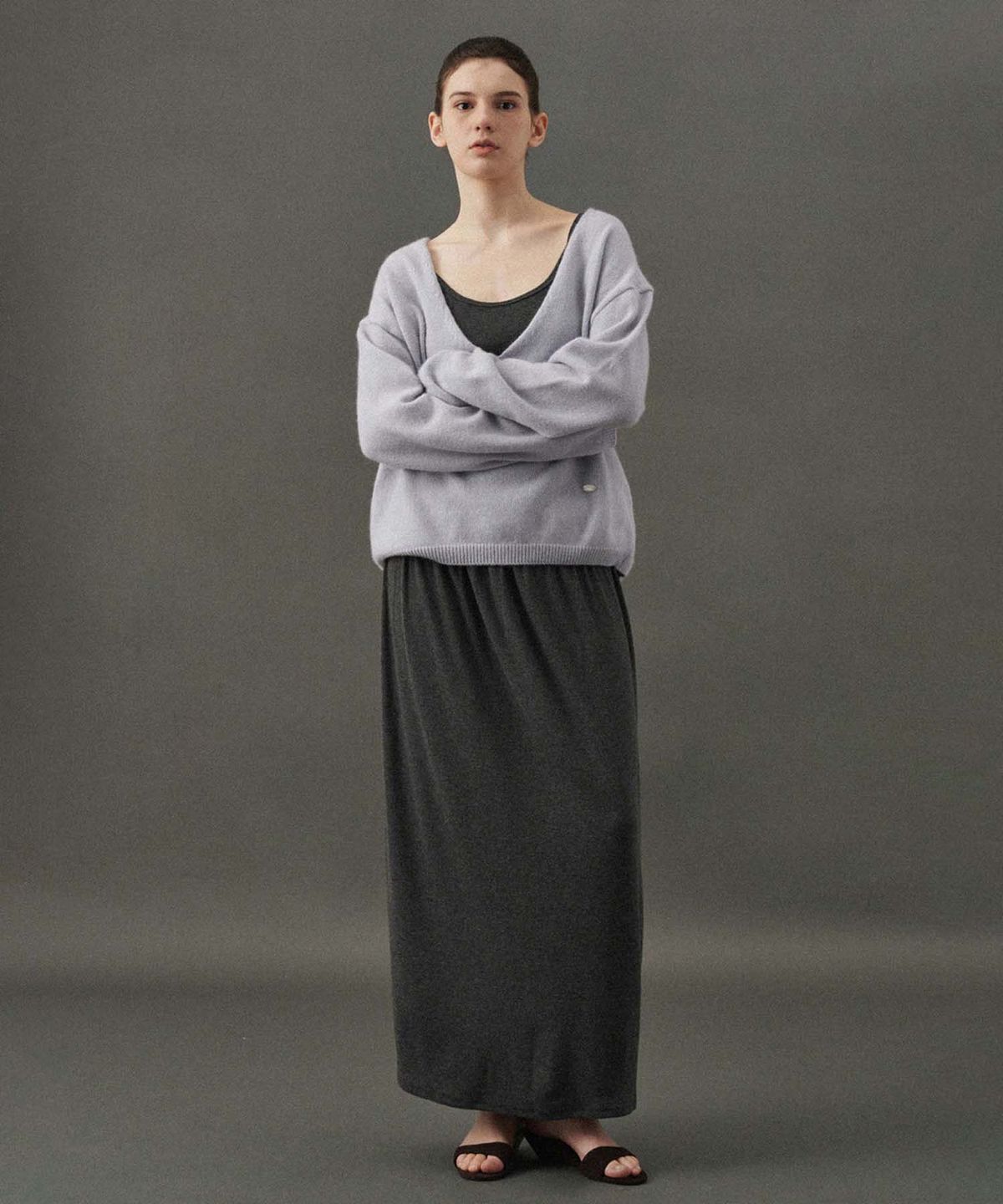 플라드주르(PLATDUJOUR) Raccoon V-neck Knit (Sky blue)