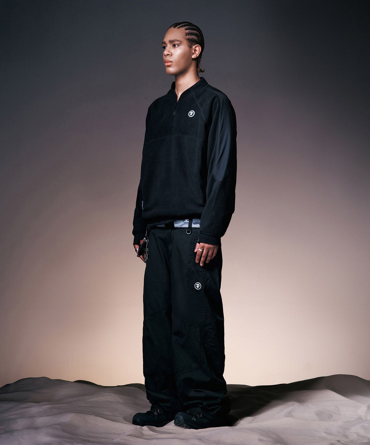 에이프(AAPE) AAPE X NMNL FLEECE HALF ZIP-UP - BLACK