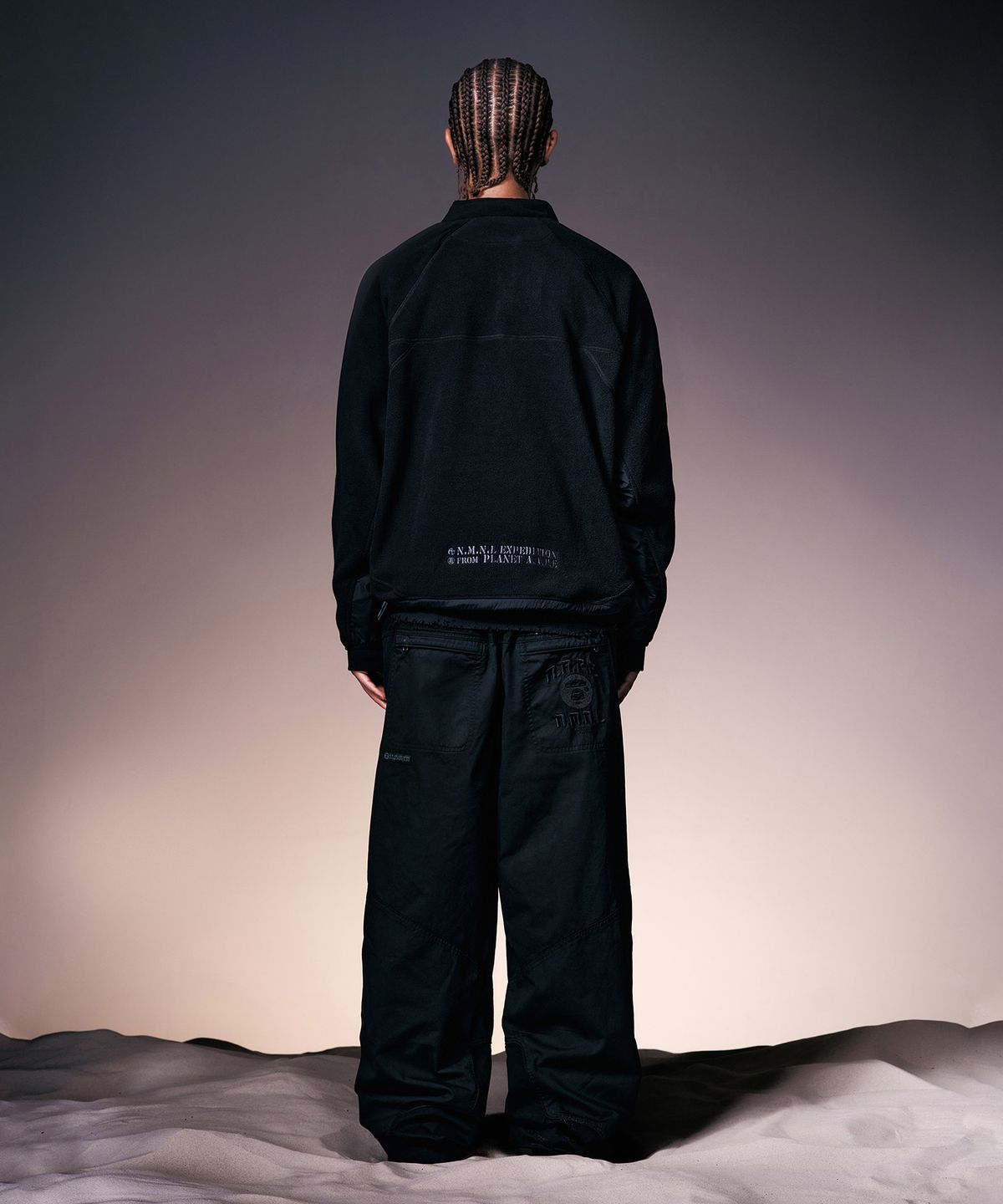 에이프(AAPE) AAPE X NMNL FLEECE HALF ZIP-UP - BLACK