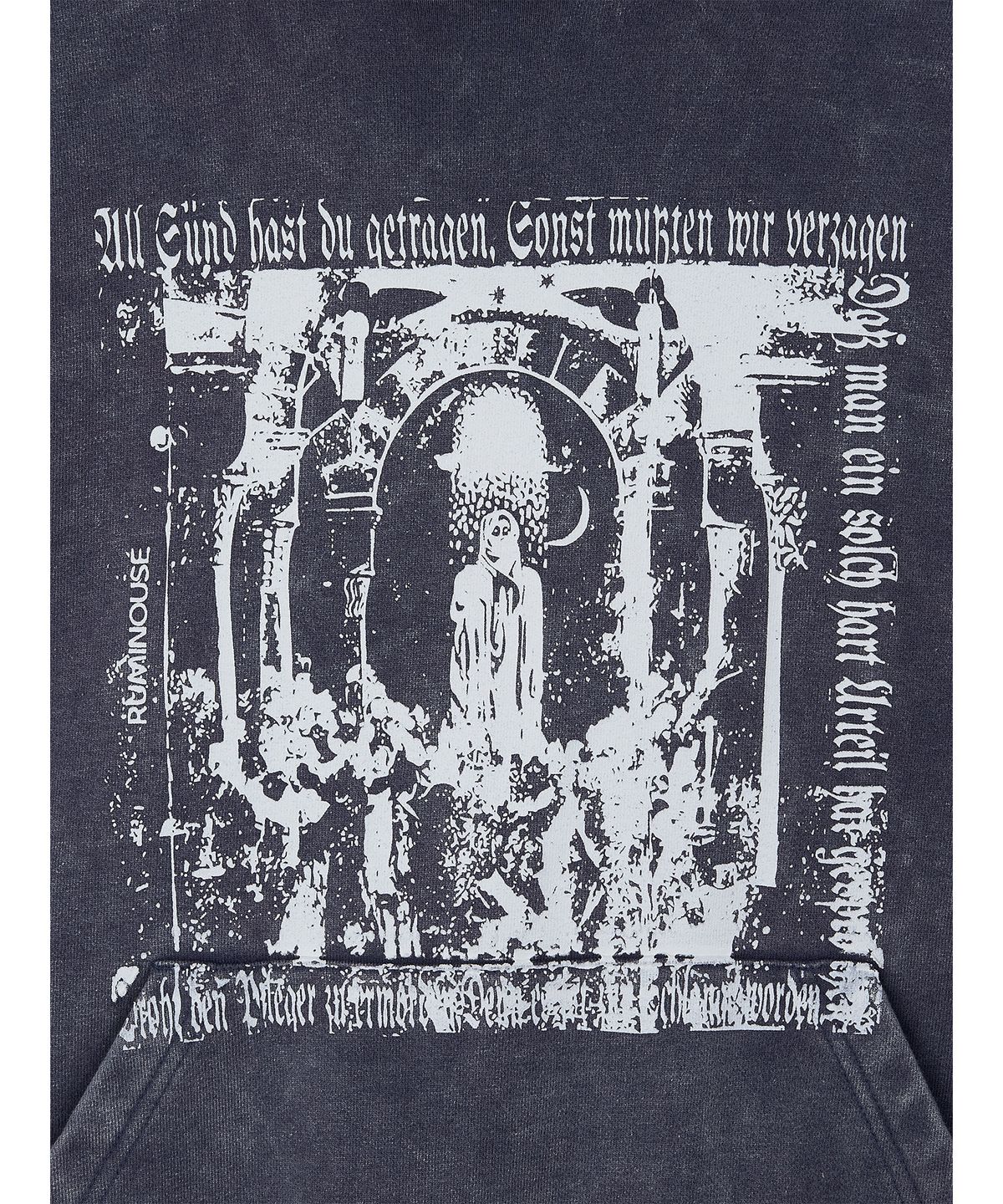 루미노제(RUMINOUSÉ) Cotton Faded washed Fake Scarf hoodie (Navy)