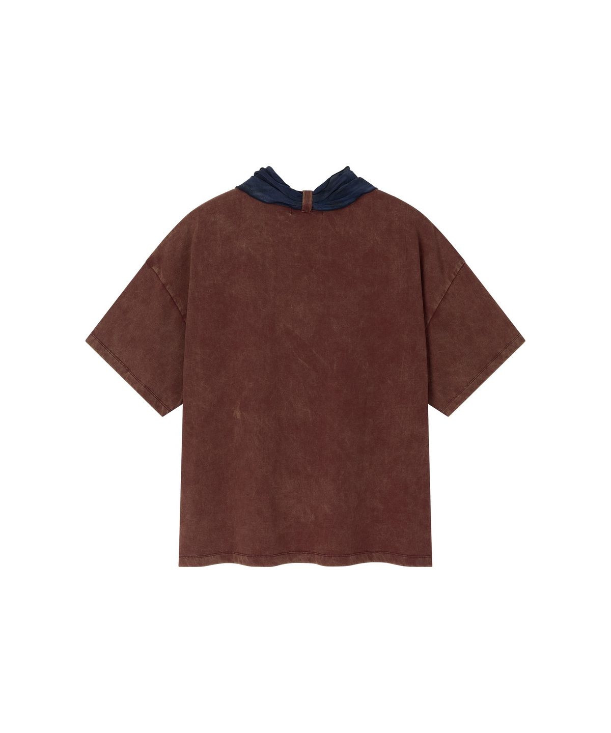 루미노제(RUMINOUSÉ) Cotton Faded washed Re-Work Scarf T-Shirts (Wine)