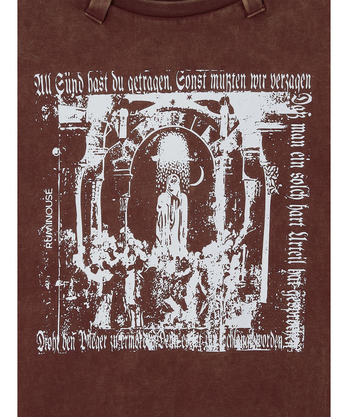루미노제(RUMINOUSÉ) Cotton Faded washed Re-Work Scarf T-Shirts (Wine)