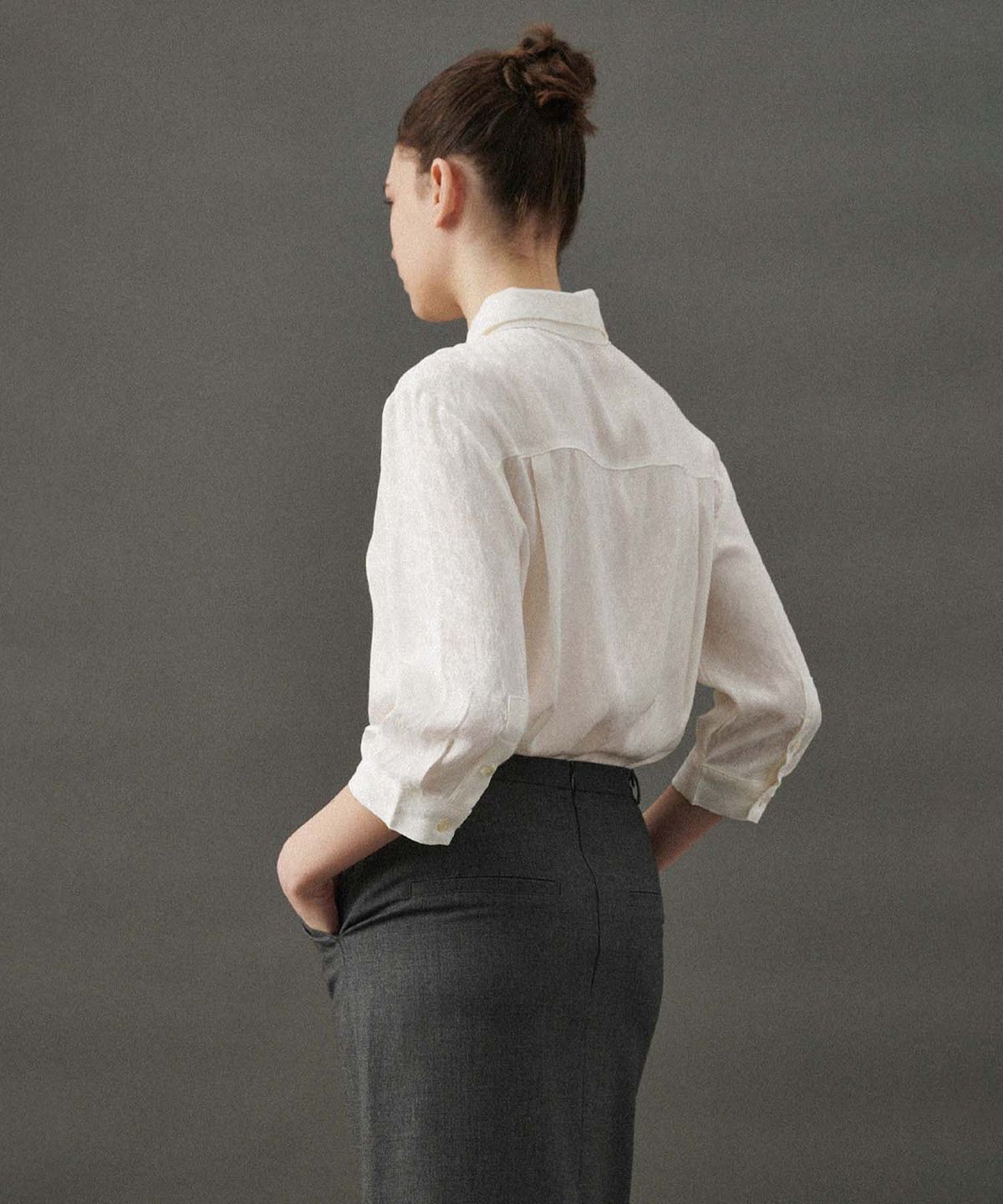 플라드주르(PLATDUJOUR) Silky blouse (Ivory)