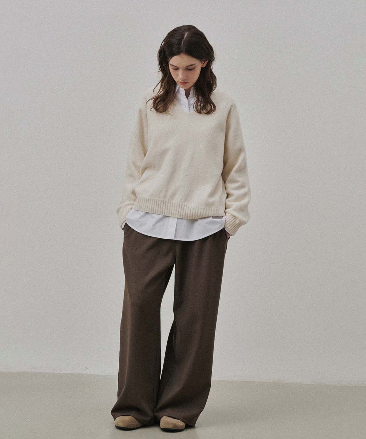 플라드주르(PLATDUJOUR) Wool string pants (Brown)