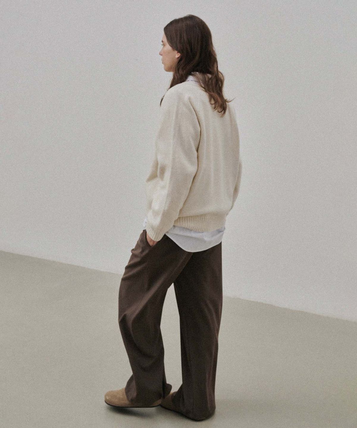 플라드주르(PLATDUJOUR) Wool string pants (Brown)