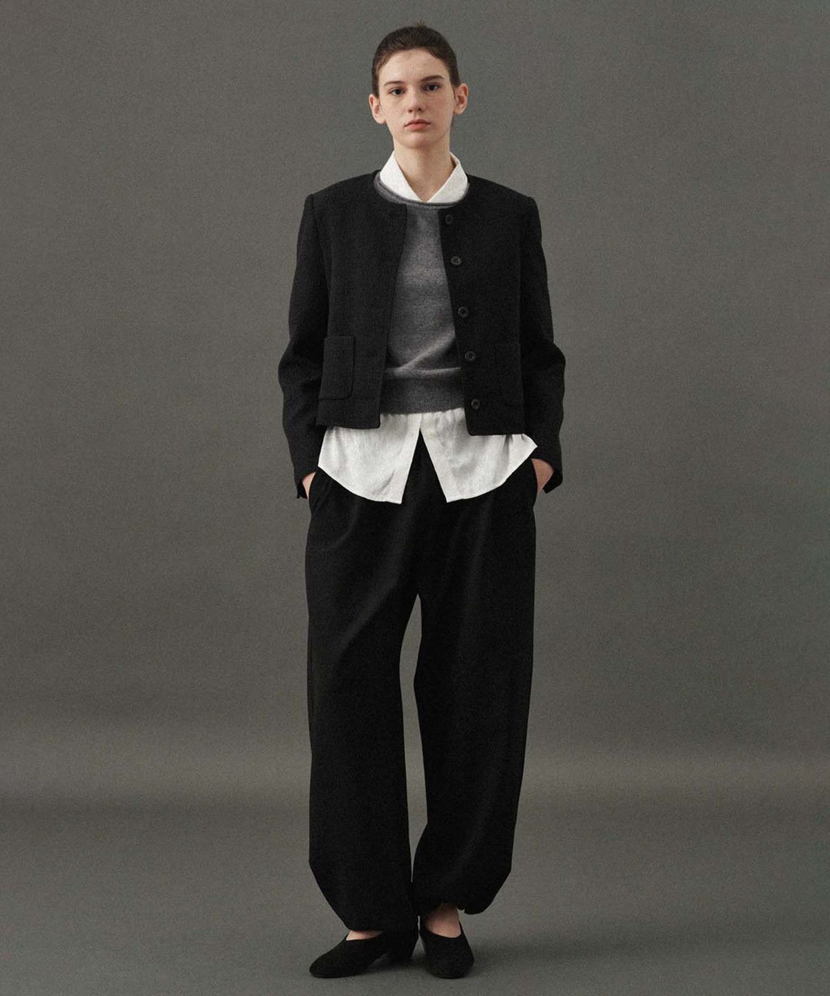 플라드주르(PLATDUJOUR) Wool string pants (Black)