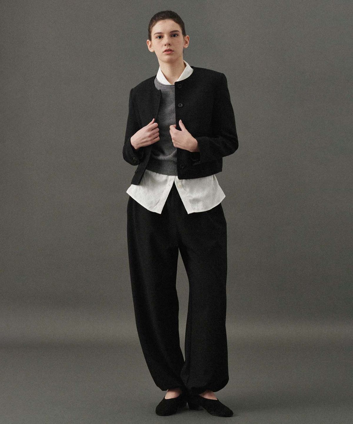 플라드주르(PLATDUJOUR) Wool string pants (Black)