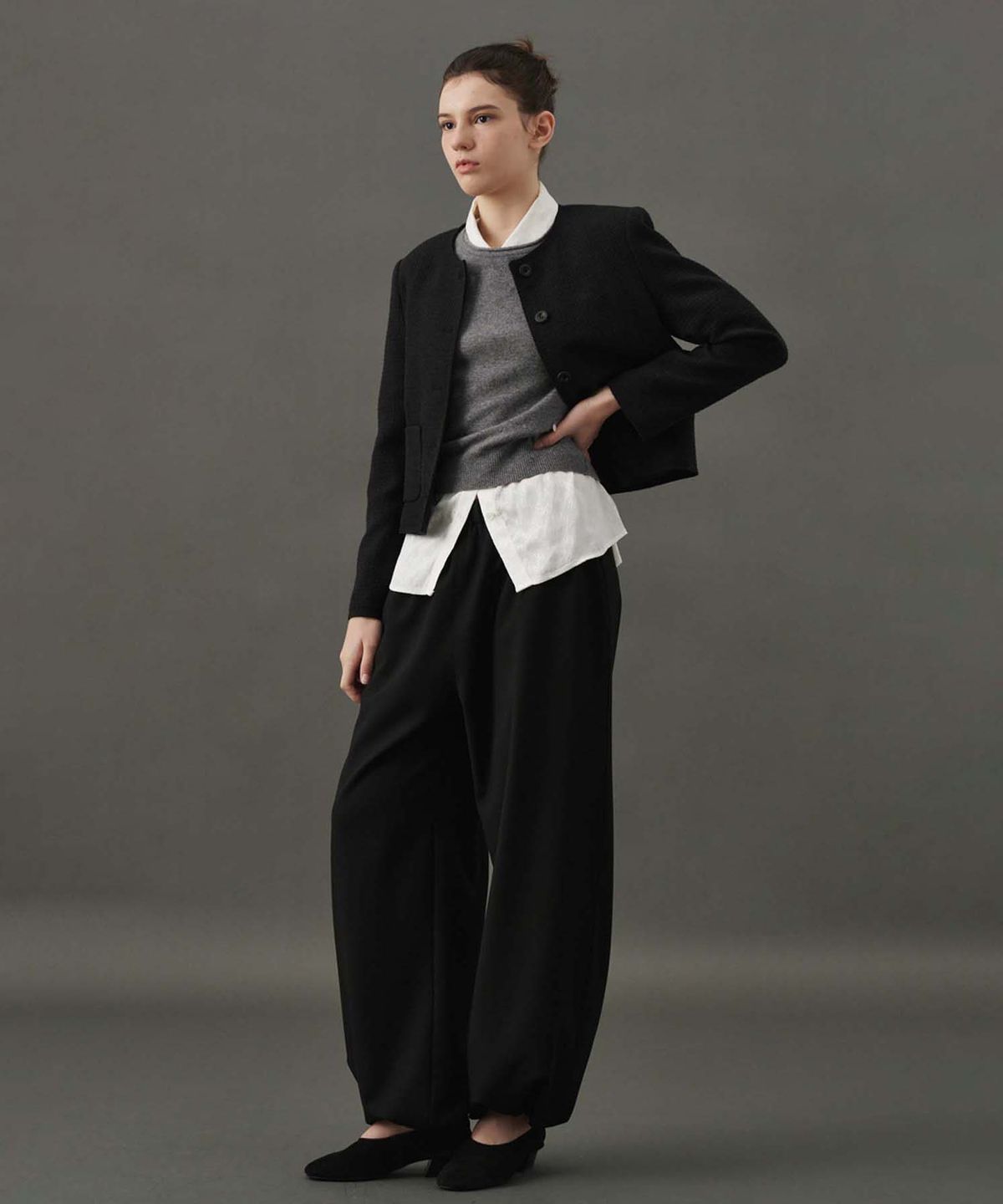 플라드주르(PLATDUJOUR) Wool string pants (Black)