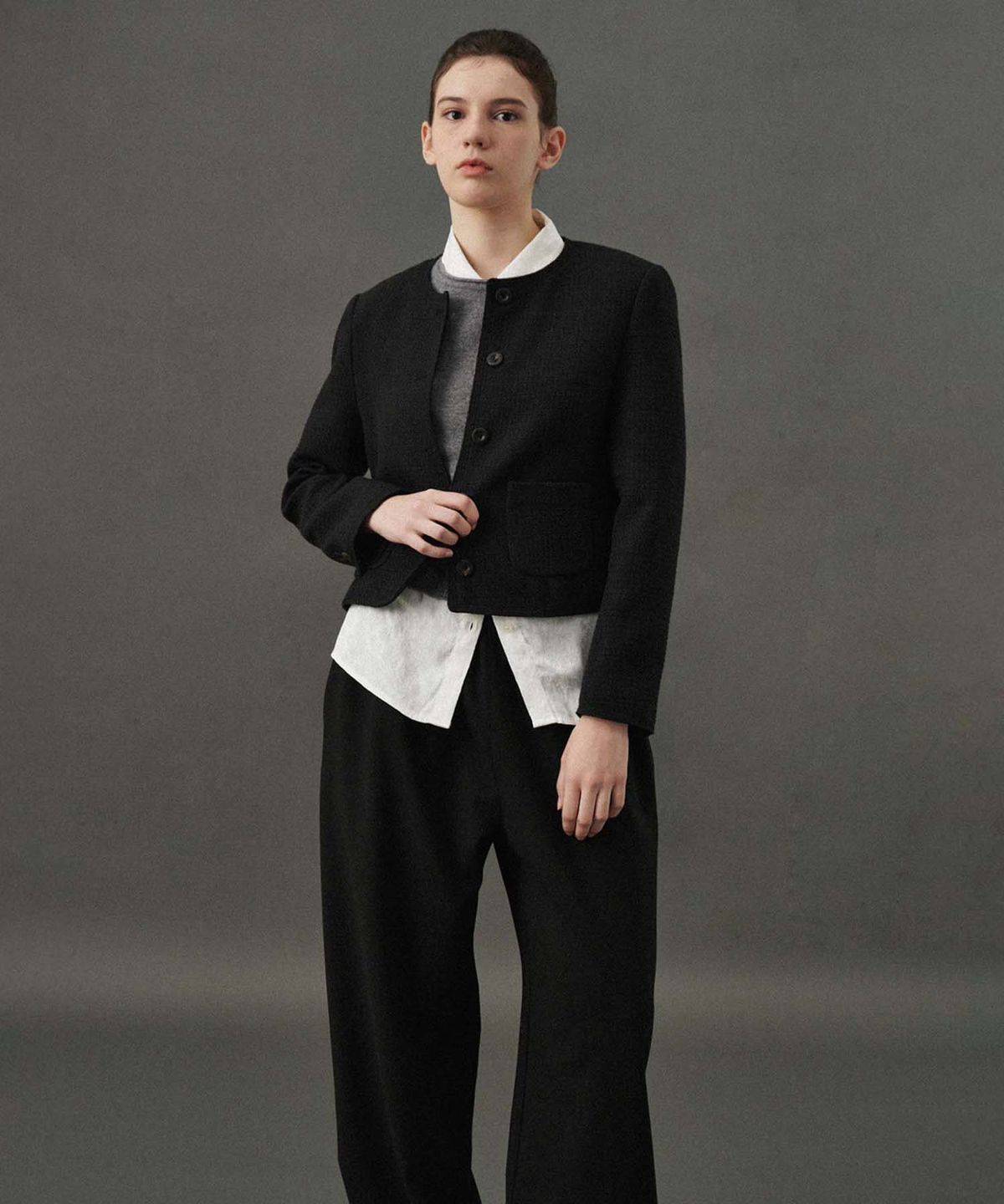 플라드주르(PLATDUJOUR) Wool string pants (Black)