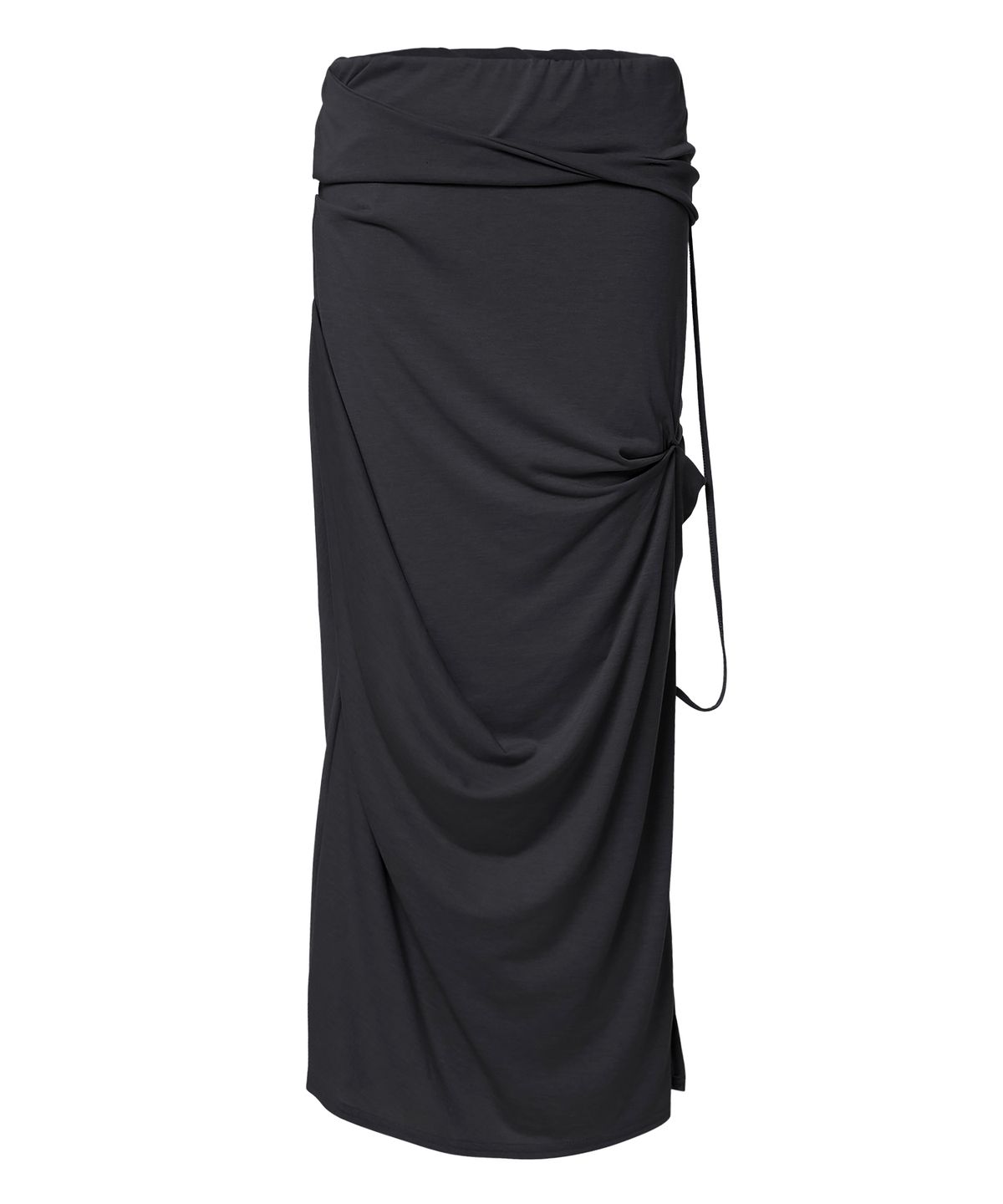 플레어업(FLAREUP) Sculpted Draped Long Skirt (FL-279_Black)