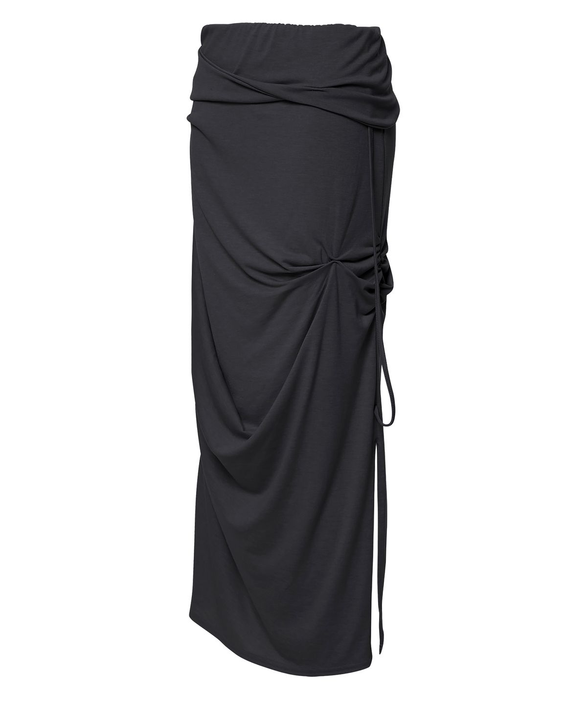 플레어업(FLAREUP) Sculpted Draped Long Skirt (FL-279_Black)