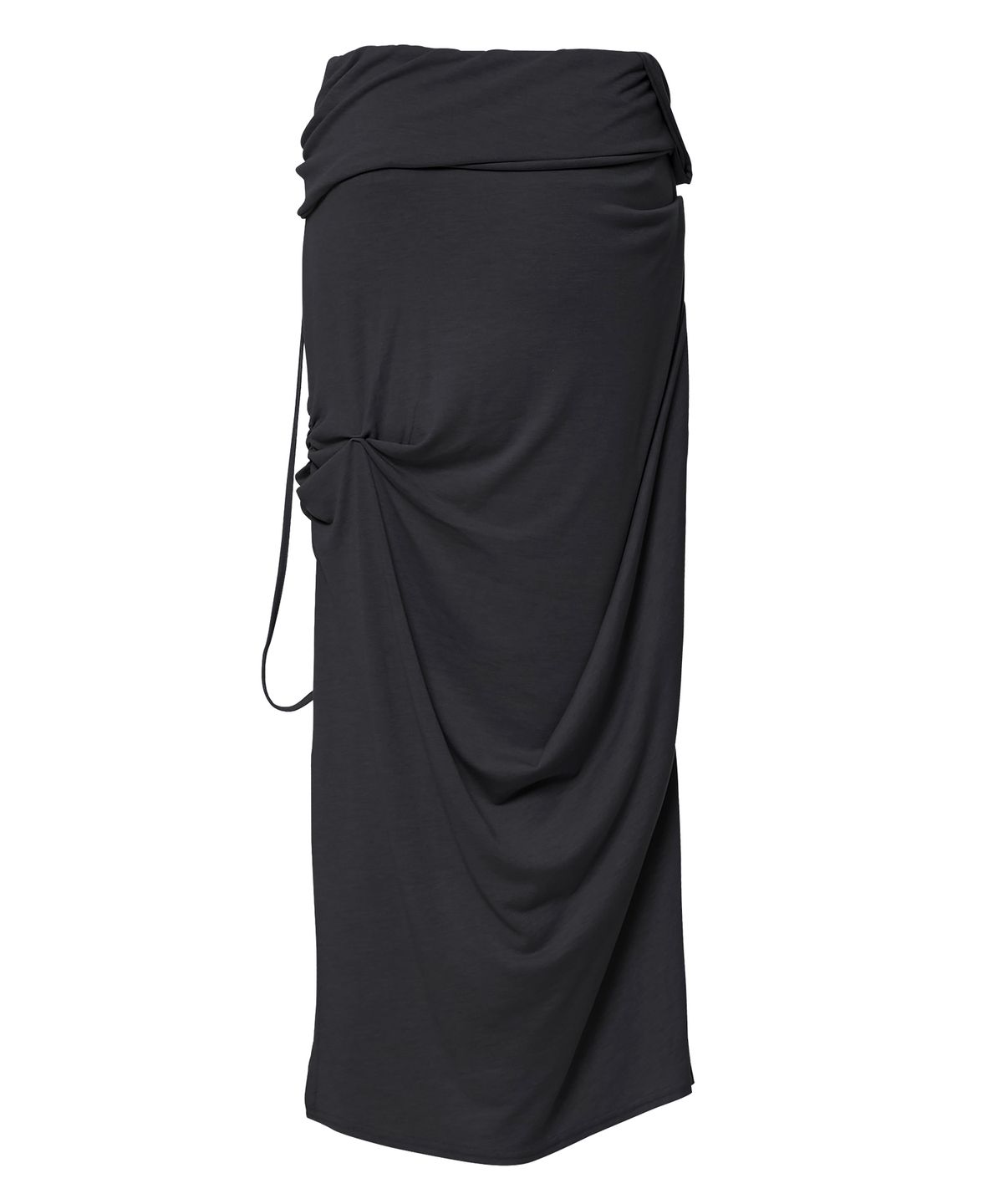 플레어업(FLAREUP) Sculpted Draped Long Skirt (FL-279_Black)