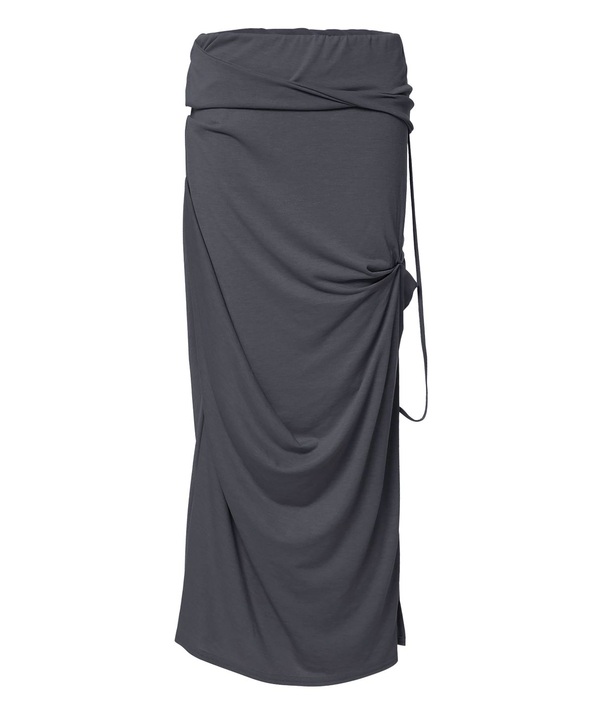 플레어업(FLAREUP) Sculpted Draped Long Skirt (FL-279_Charcoal)