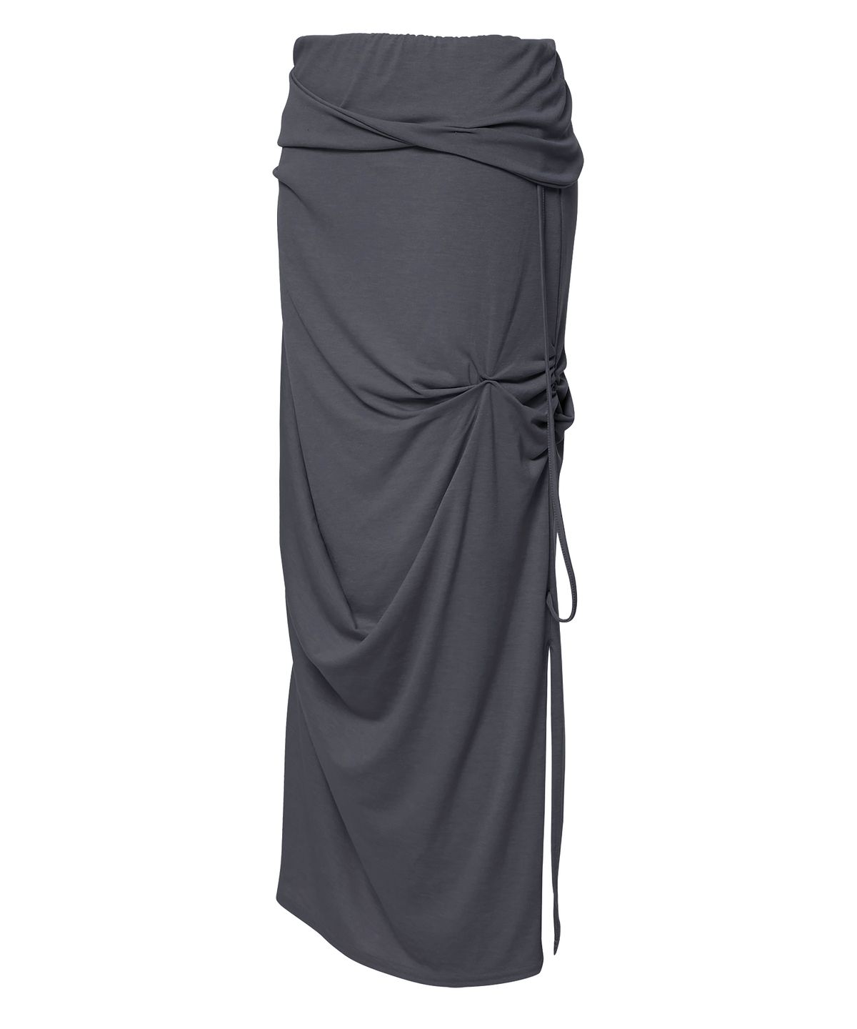 플레어업(FLAREUP) Sculpted Draped Long Skirt (FL-279_Charcoal)
