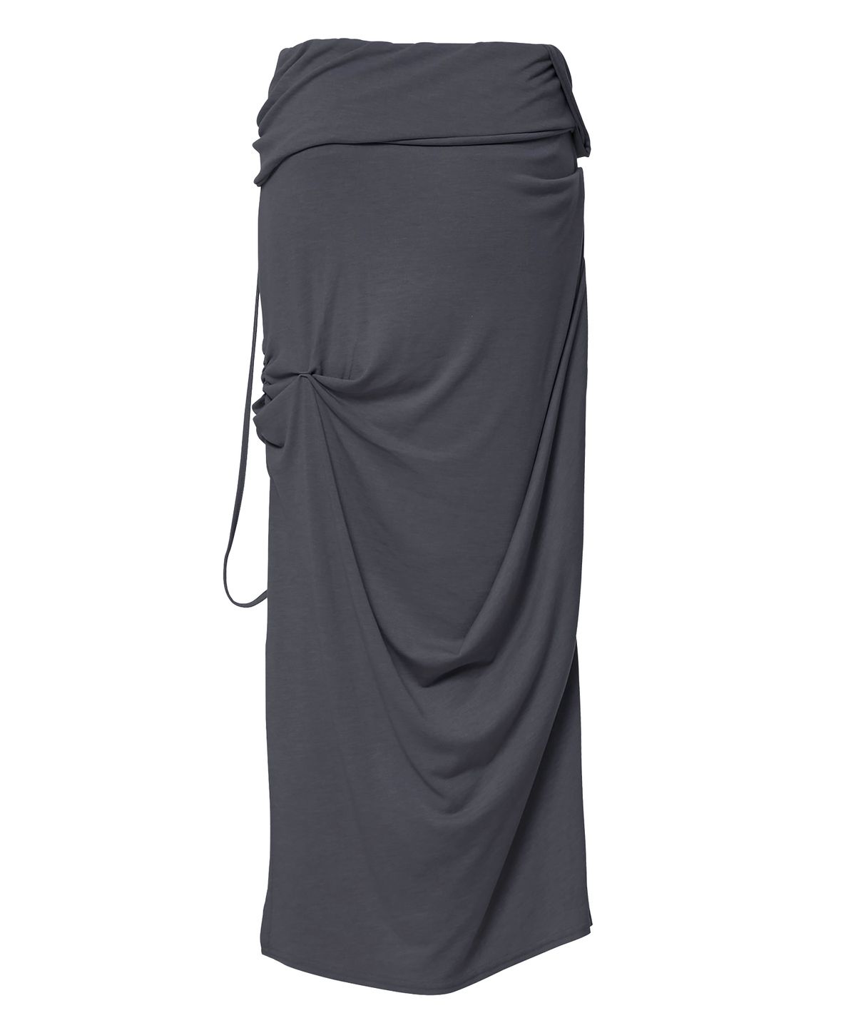 플레어업(FLAREUP) Sculpted Draped Long Skirt (FL-279_Charcoal)