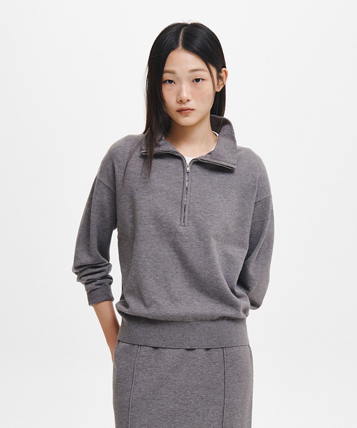 제너럴아이디어(GENERALIDEA) WOMAN 워셔블 하프 집업 니트 세트 [3COL] / GF3LKP524SET