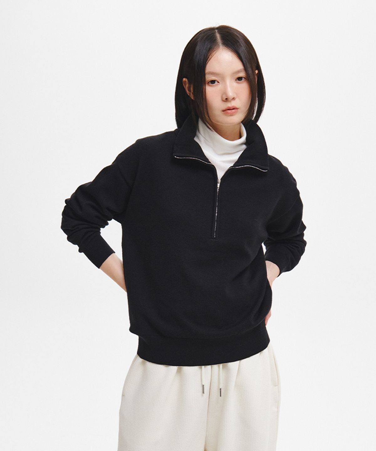 제너럴아이디어(GENERALIDEA) WOMAN 워셔블 하프 집업 니트 세트 [3COL] / GF3LKP524SET