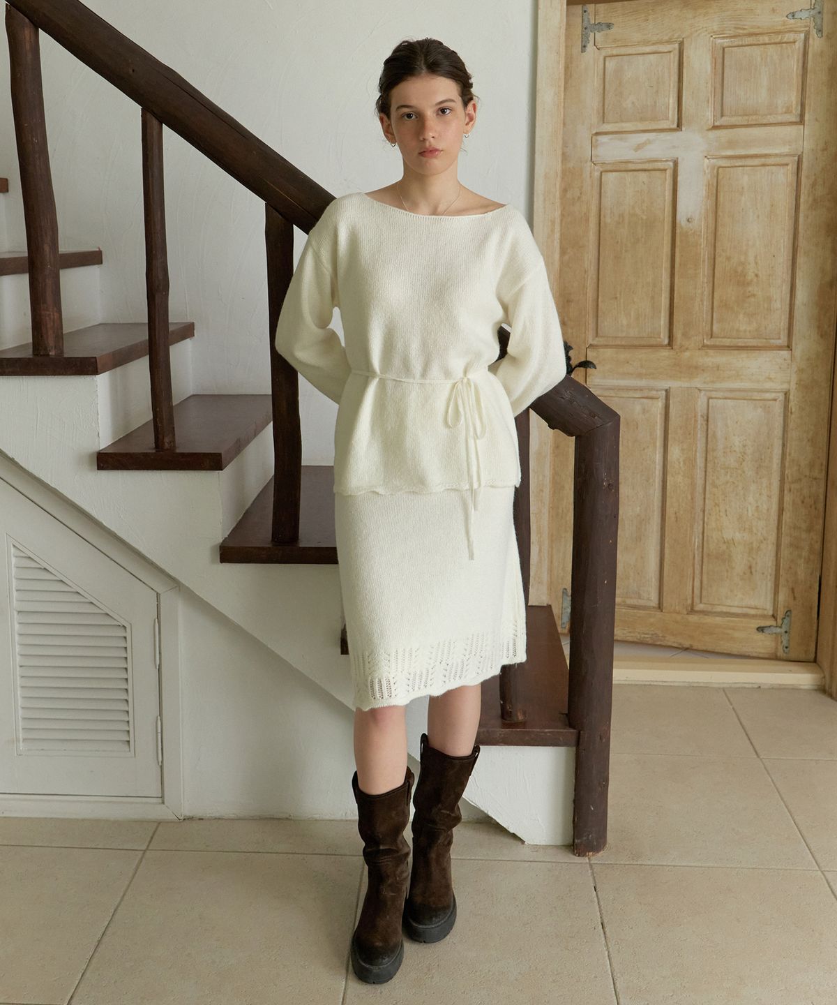 리엘(RE L) Shimmery strap knit (ivory)